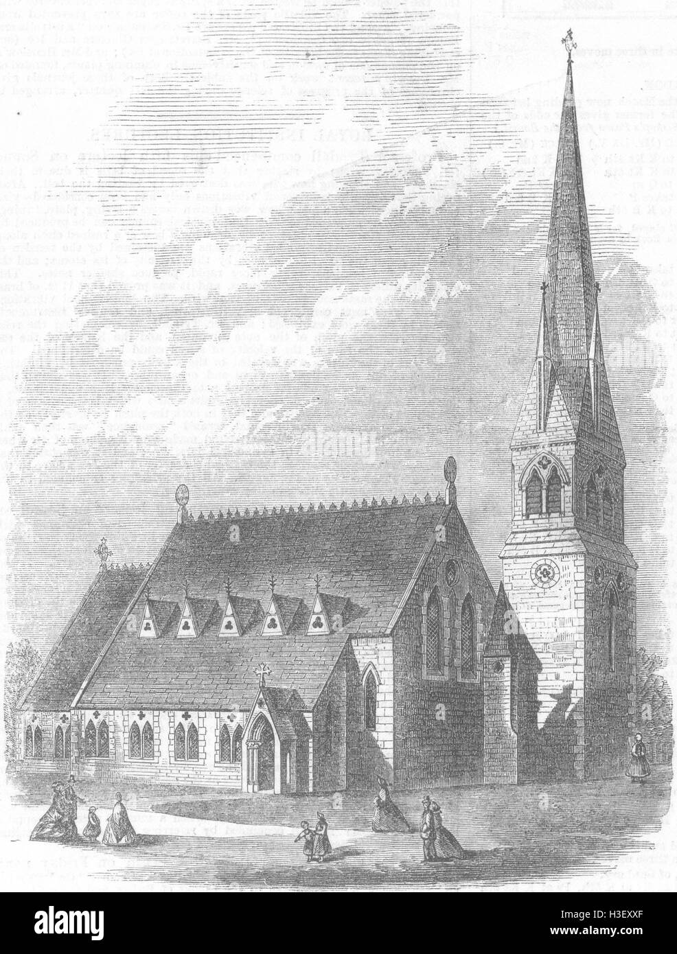 Londra chiesa di San Michele e tutti gli angeli, Hackney 1866. Illustrated London News Foto Stock