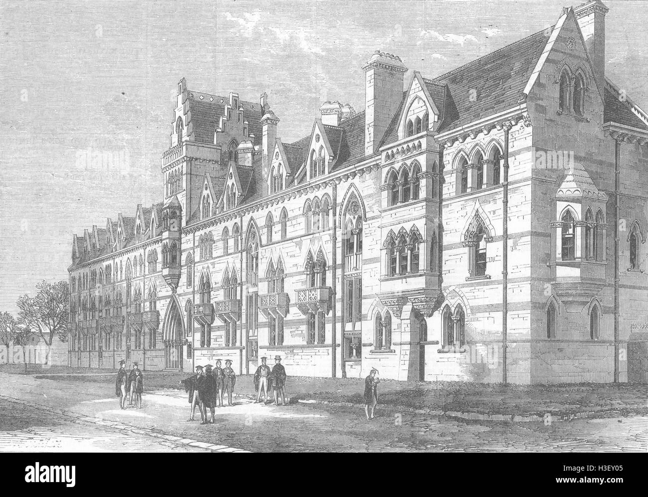 OXON nuovi edifici del Christ Church College di Oxford 1868. Illustrated London News Foto Stock