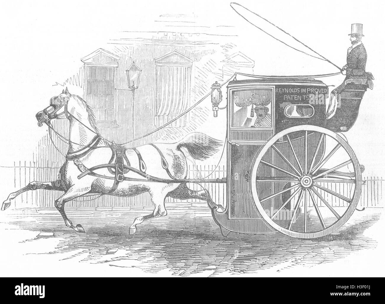 Cavalli Reynoldss brevetto migliorata cabina di sicurezza 1846. Illustrated London News Foto Stock