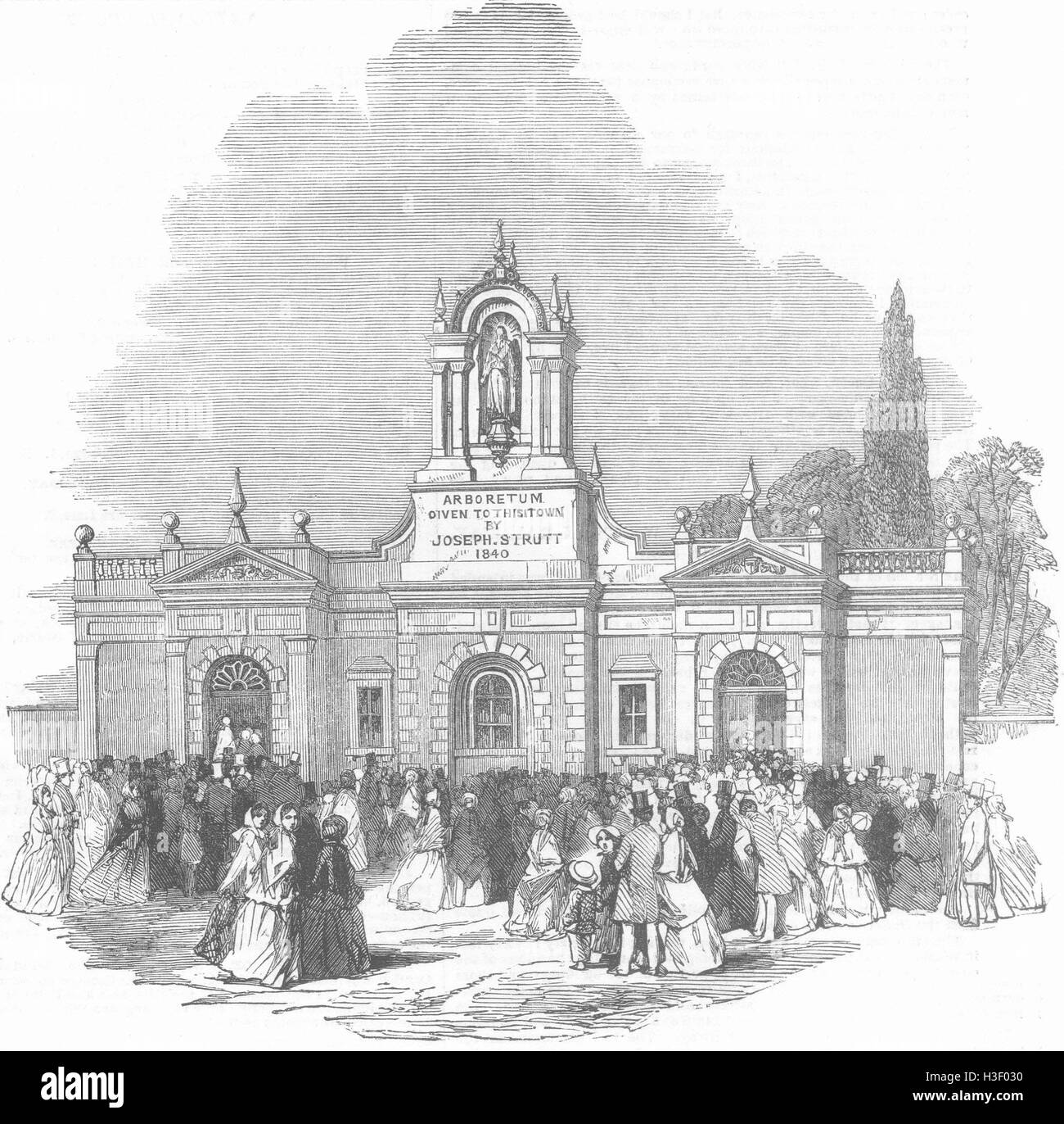 DERBYS Fete, arboreto, Derby-gateway voce 1854. Illustrated London News Foto Stock