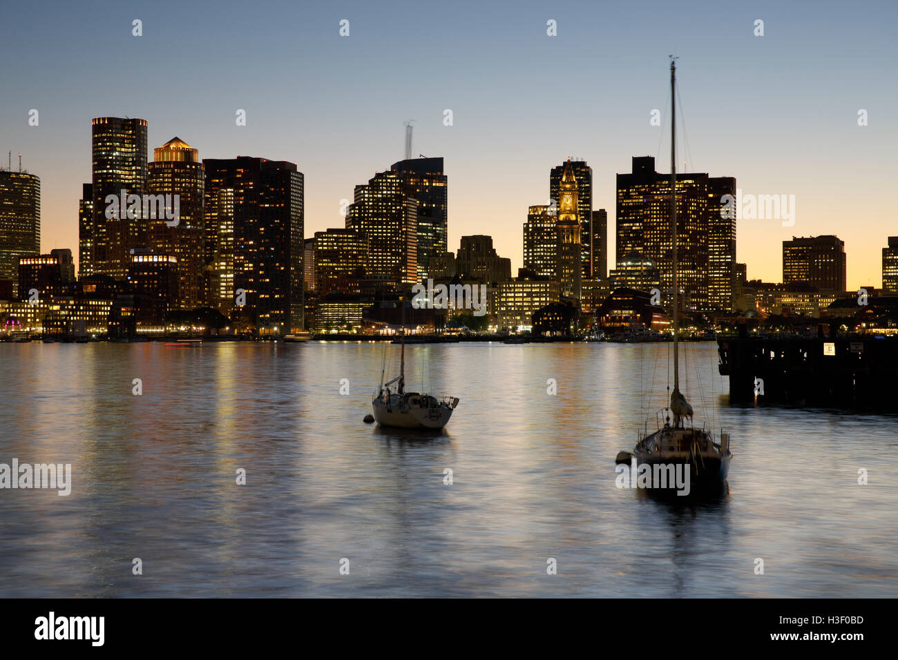 Il Boston Harbor skyline Foto Stock