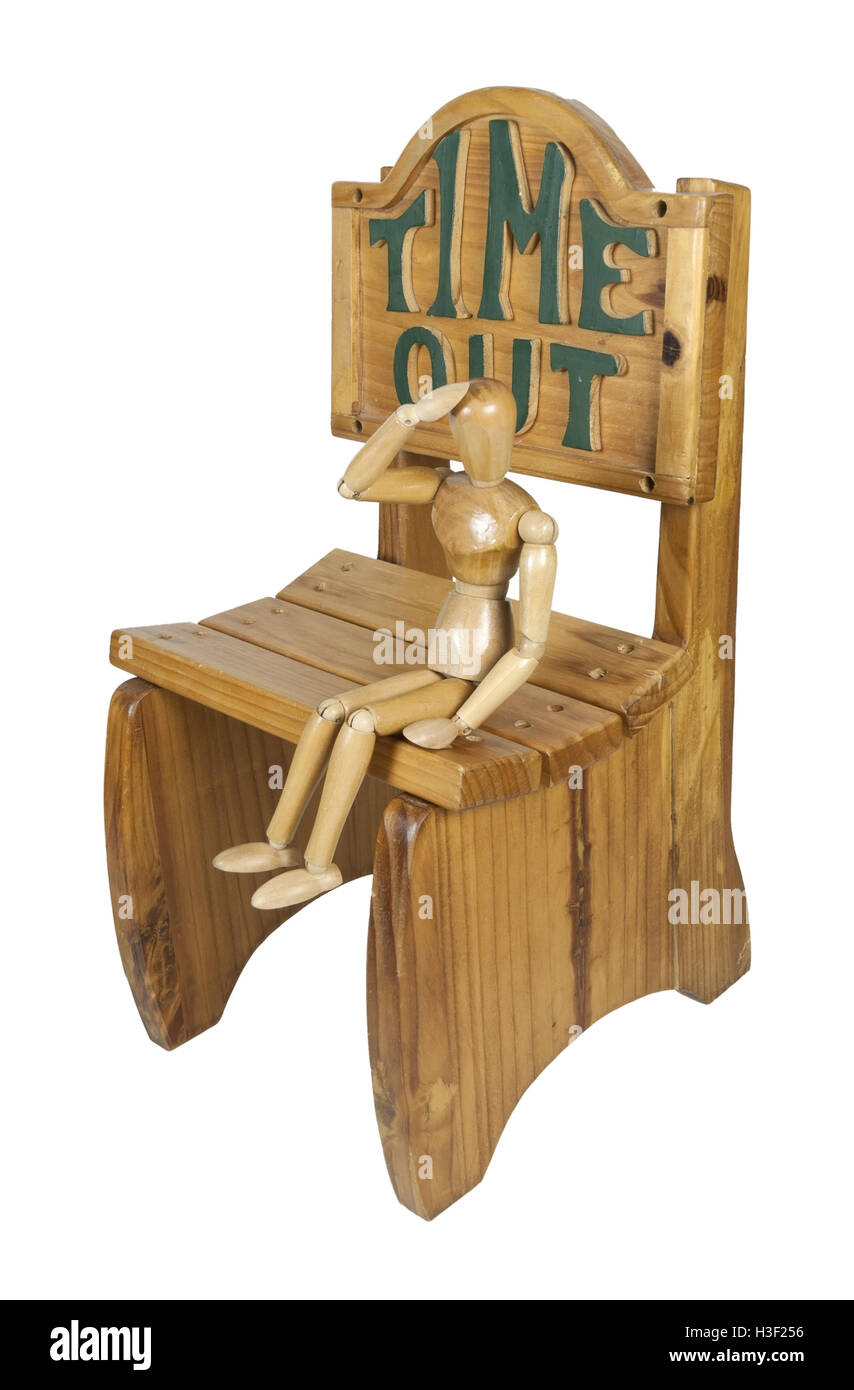 Seduta in timeout in un tempo fuori della sedia in legno - percorso incluso Foto Stock