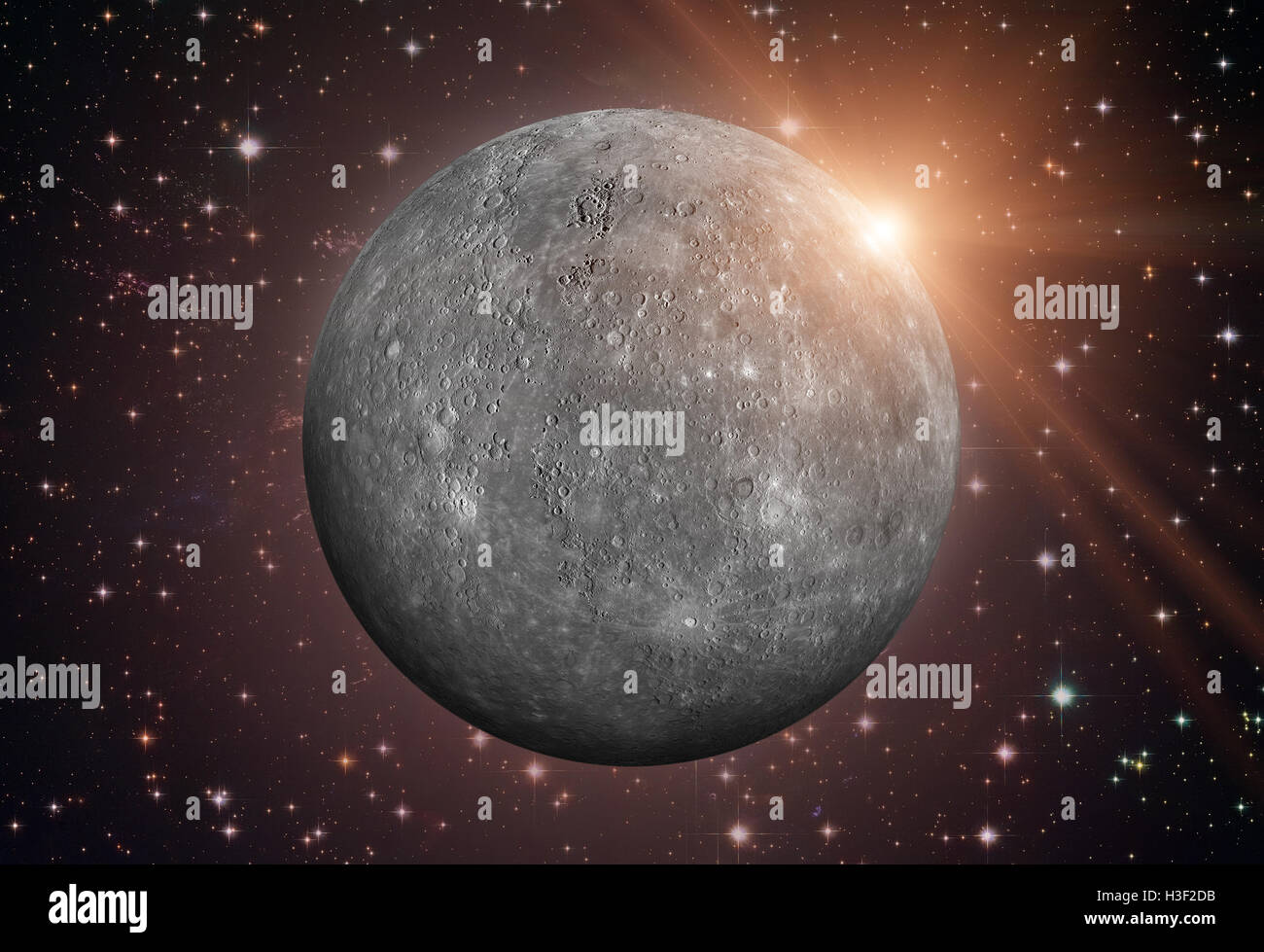 Il sistema solare - Mercurio. È la più piccola e più vicina al sole delle otto pianeti nel sistema solare Foto Stock