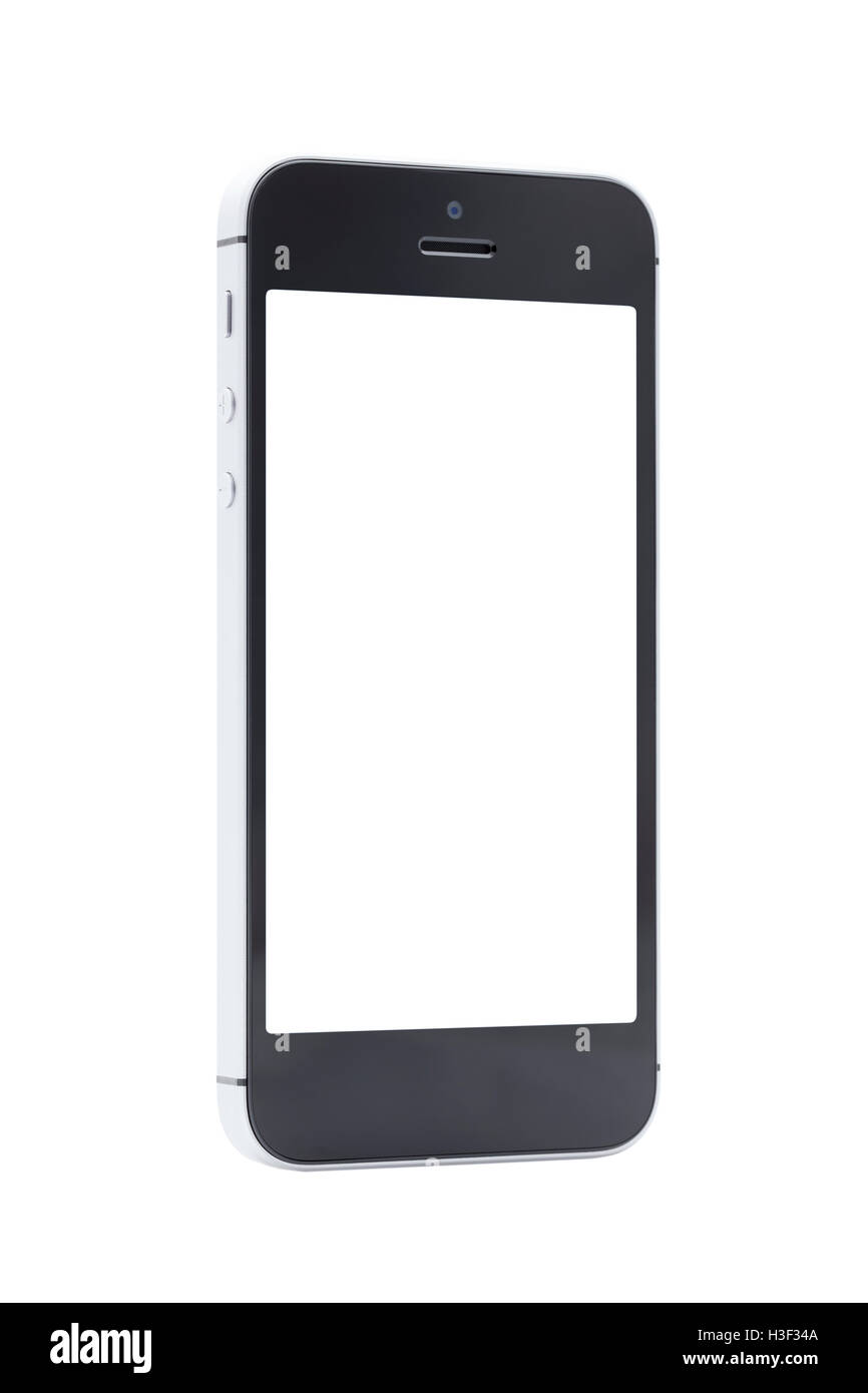 Blank smart schermata telefono isolato su sfondo bianco con tracciato di ritaglio Foto Stock