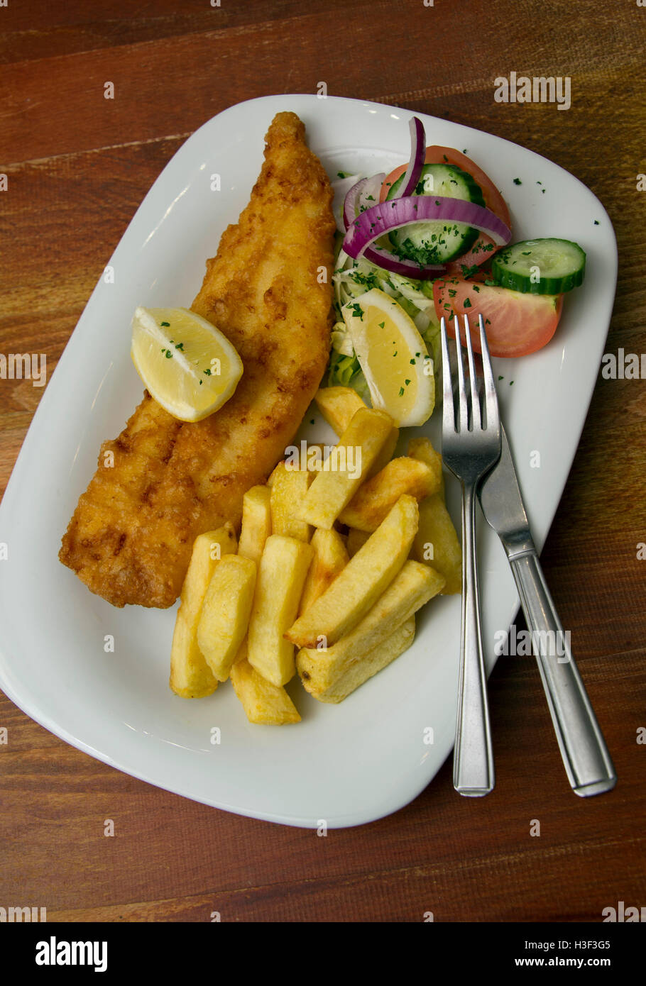 Papa's il tradizionale pesce e patatine ristorante, Weston-Super-Mare, Somerset. Foto Stock