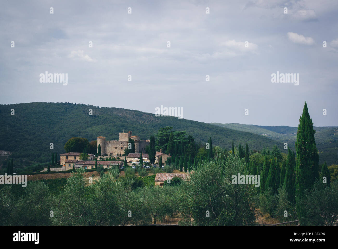 Castello di Meleto Gaiole in Chianti, Toscana, Italia. Foto Stock