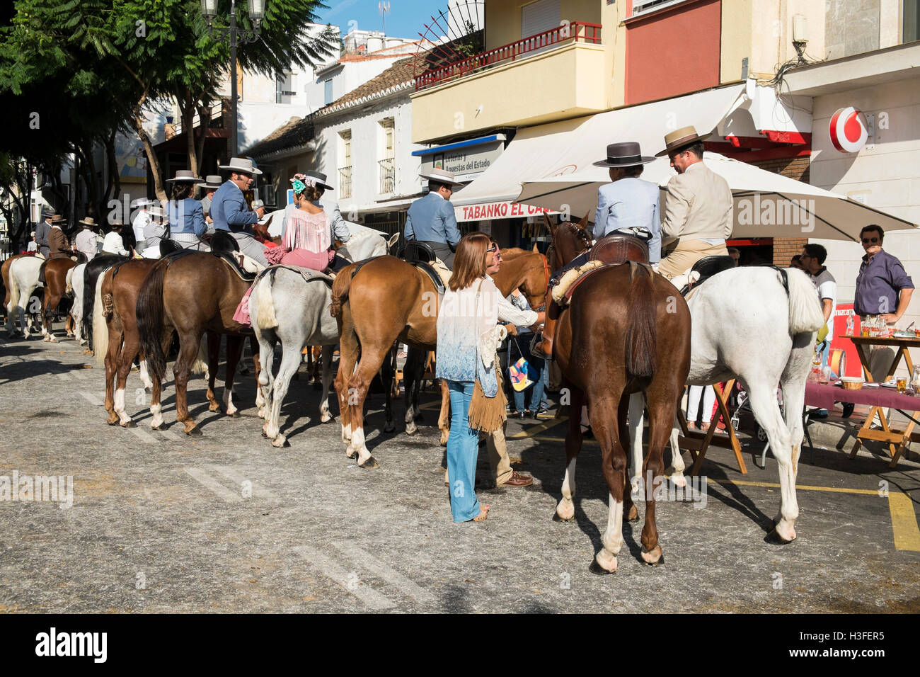 Fuengirola un caballo. Malaga, Spagna Foto Stock