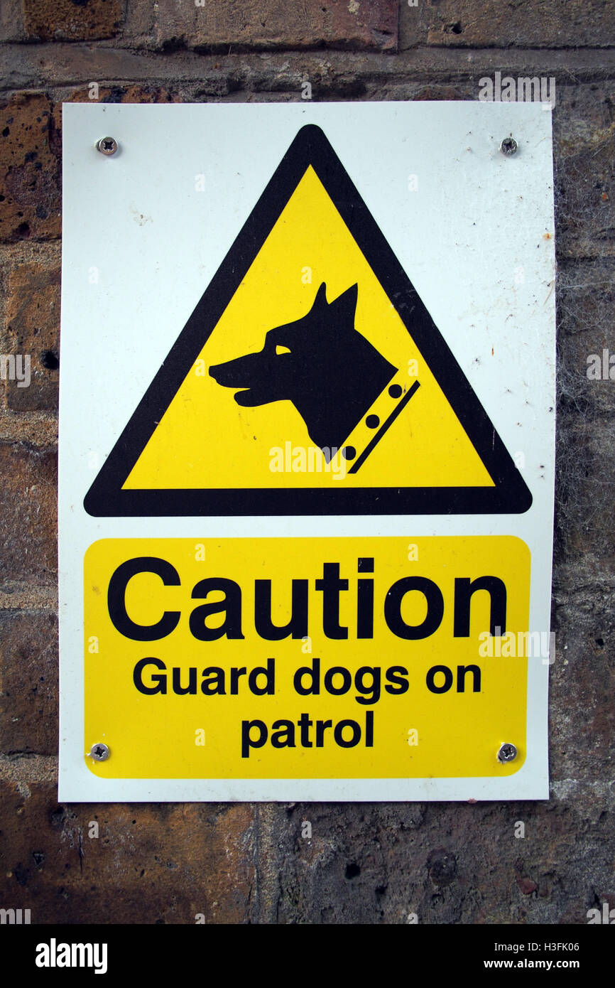 Attenzione cane da guardia PATROL ! Segnale di avvertimento Foto Stock