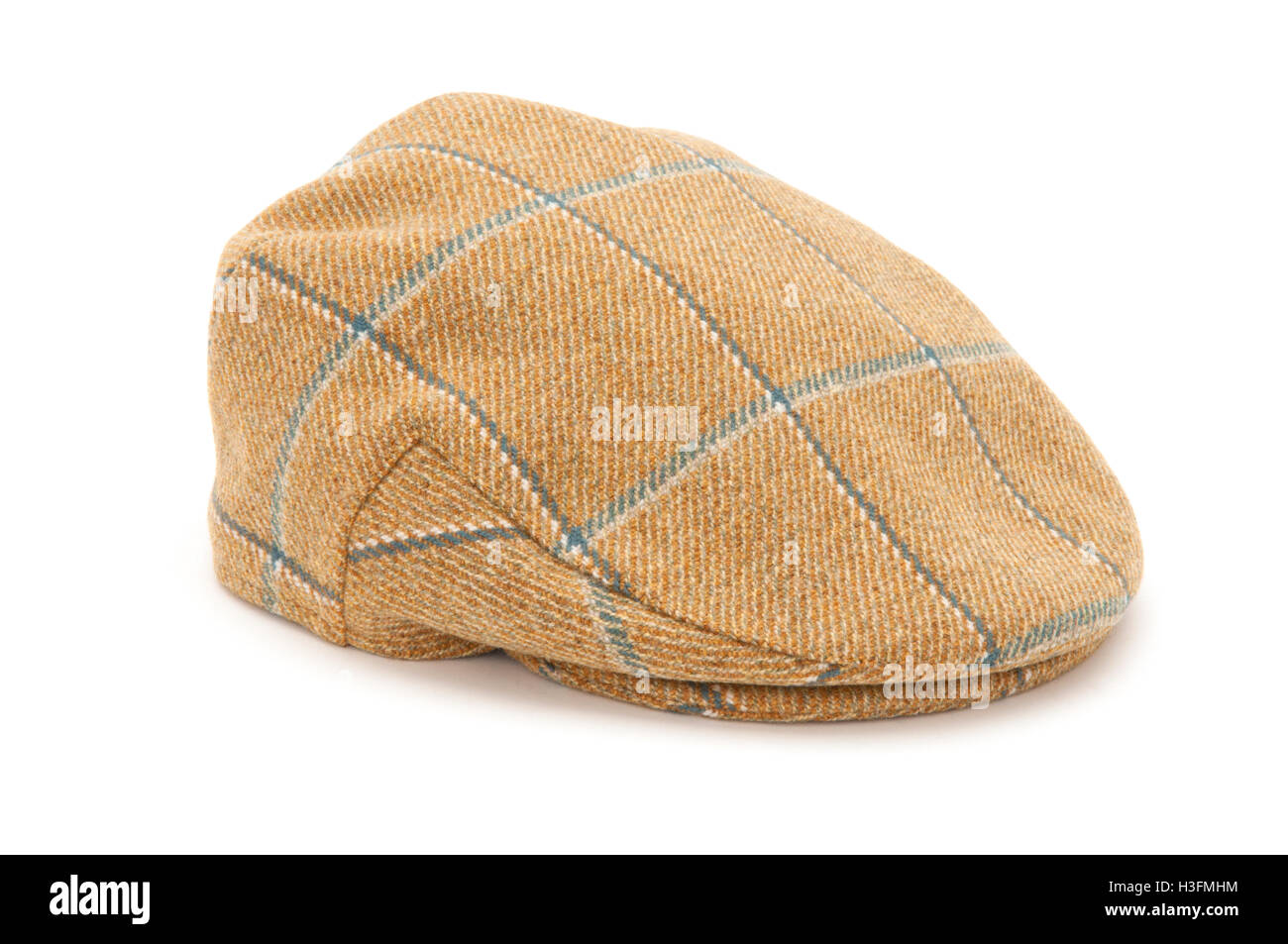 Spaccato di una controllata tweed caccia hat o il tappo piatto. Foto Stock