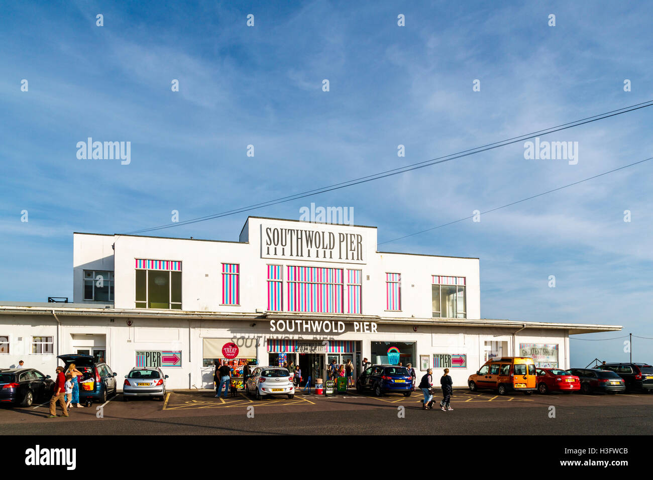Ingresso Southwold Pier, Southwold, Waveney District, Suffolk, East Anglia, REGNO UNITO Foto Stock