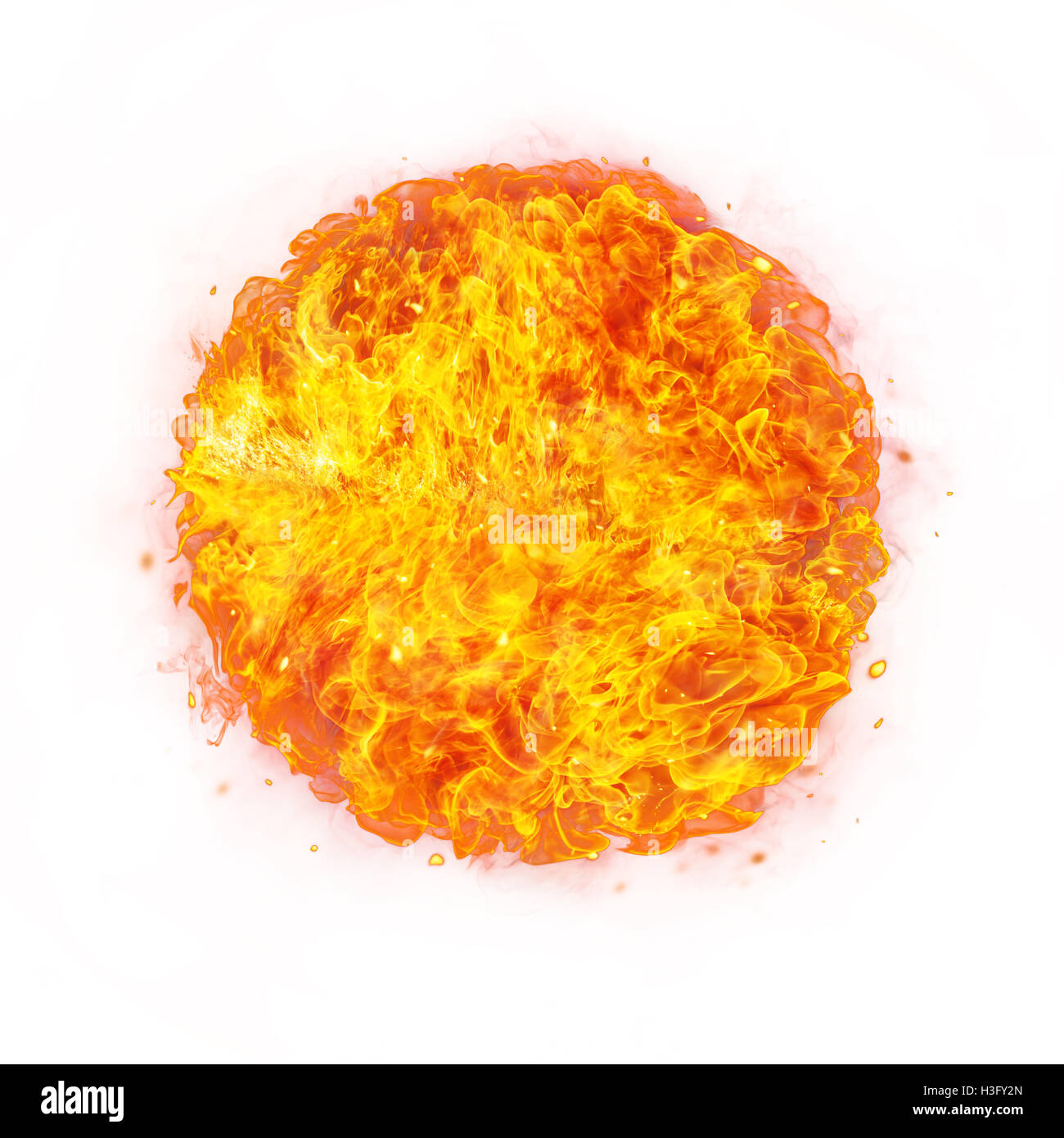 Forma astratta della palla di fuoco isolati su sfondo bianco Foto Stock