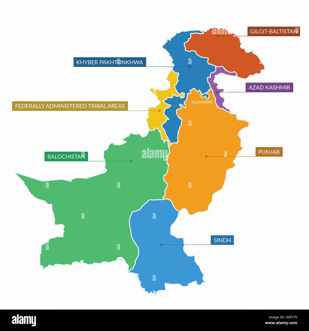 Pakistan mappa vettore piatta Illustrazione Vettoriale