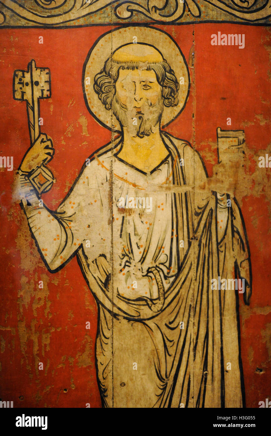 San Pietro. La pittura. Tabernacolo porta. Chiesa Faberg, Oppland. c. 1250. Dettaglio. Museo storico. Oslo. La Norvegia. Foto Stock