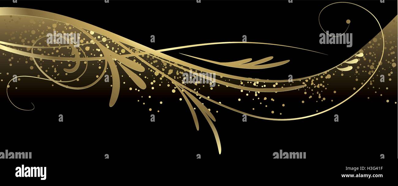 Nero e oro banner completa degli elementi del vettore Illustrazione Vettoriale