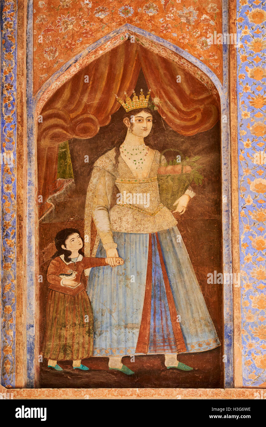 Iran, Isfahan, Chehel Sotun palace, pittura, era safavide Foto Stock