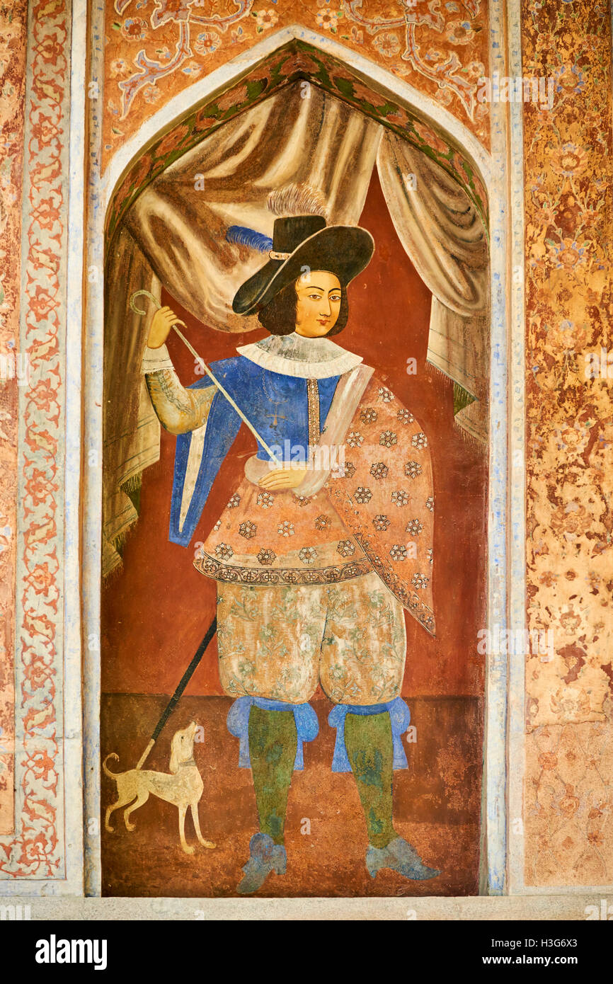 Iran, Isfahan, Chehel Sotun palace, pittura, era safavide Foto Stock
