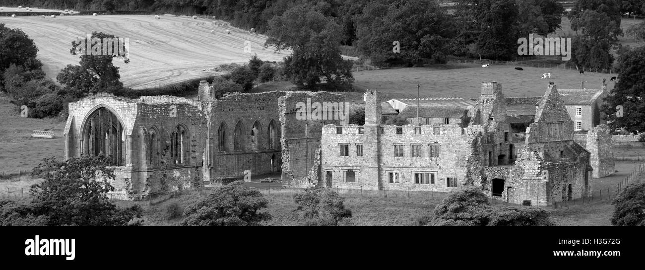 Le rovine di Egglestone Abbey, vicino a Barnard Castle Town, Teesdale, Contea di Durham, Inghilterra, Regno Unito Foto Stock