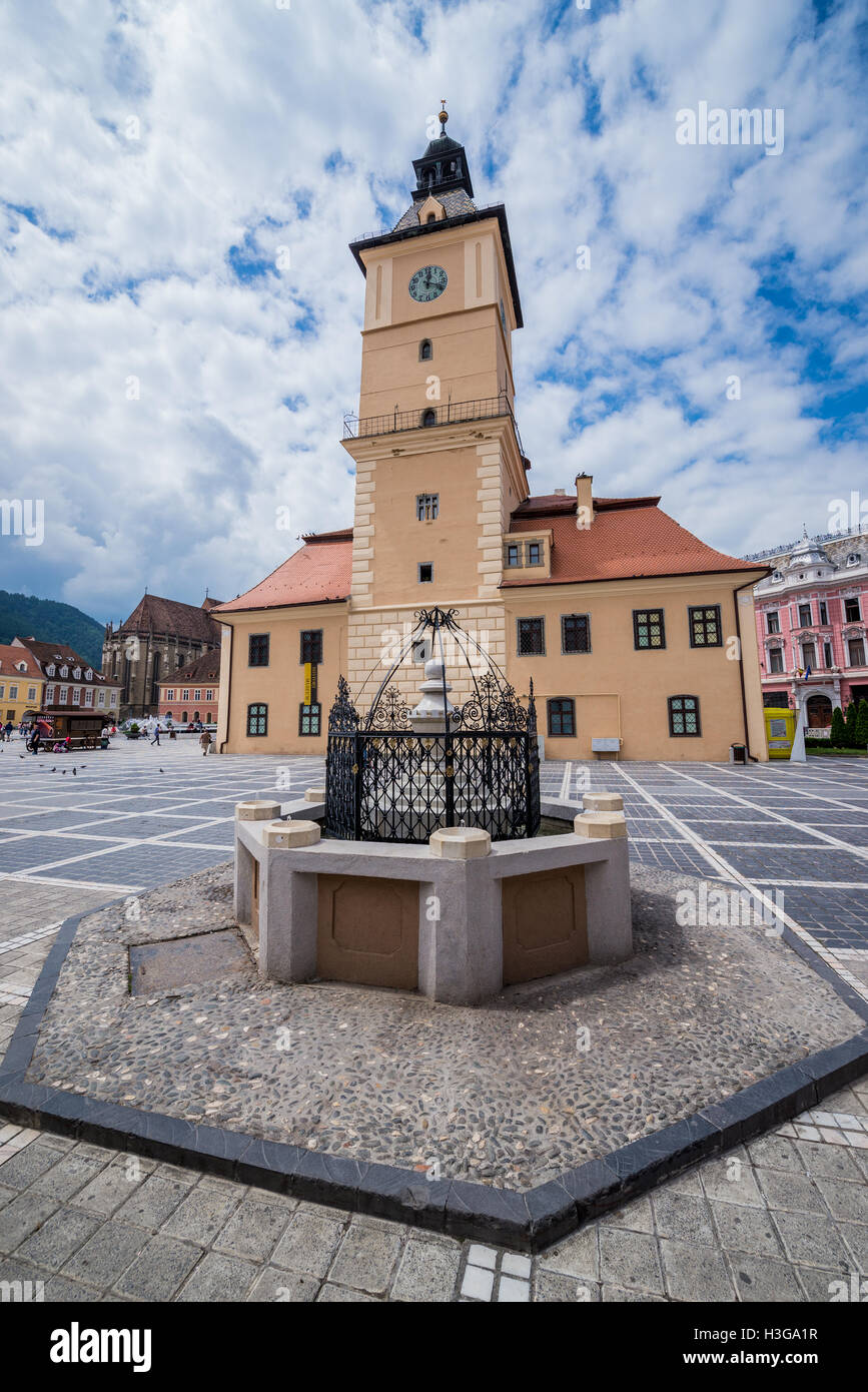 Ex Municipio di Brasov, Romania chiamato Consiglio casa (Casa Sfatului) a Piazza del Consiglio, Museo Storico oggi Foto Stock
