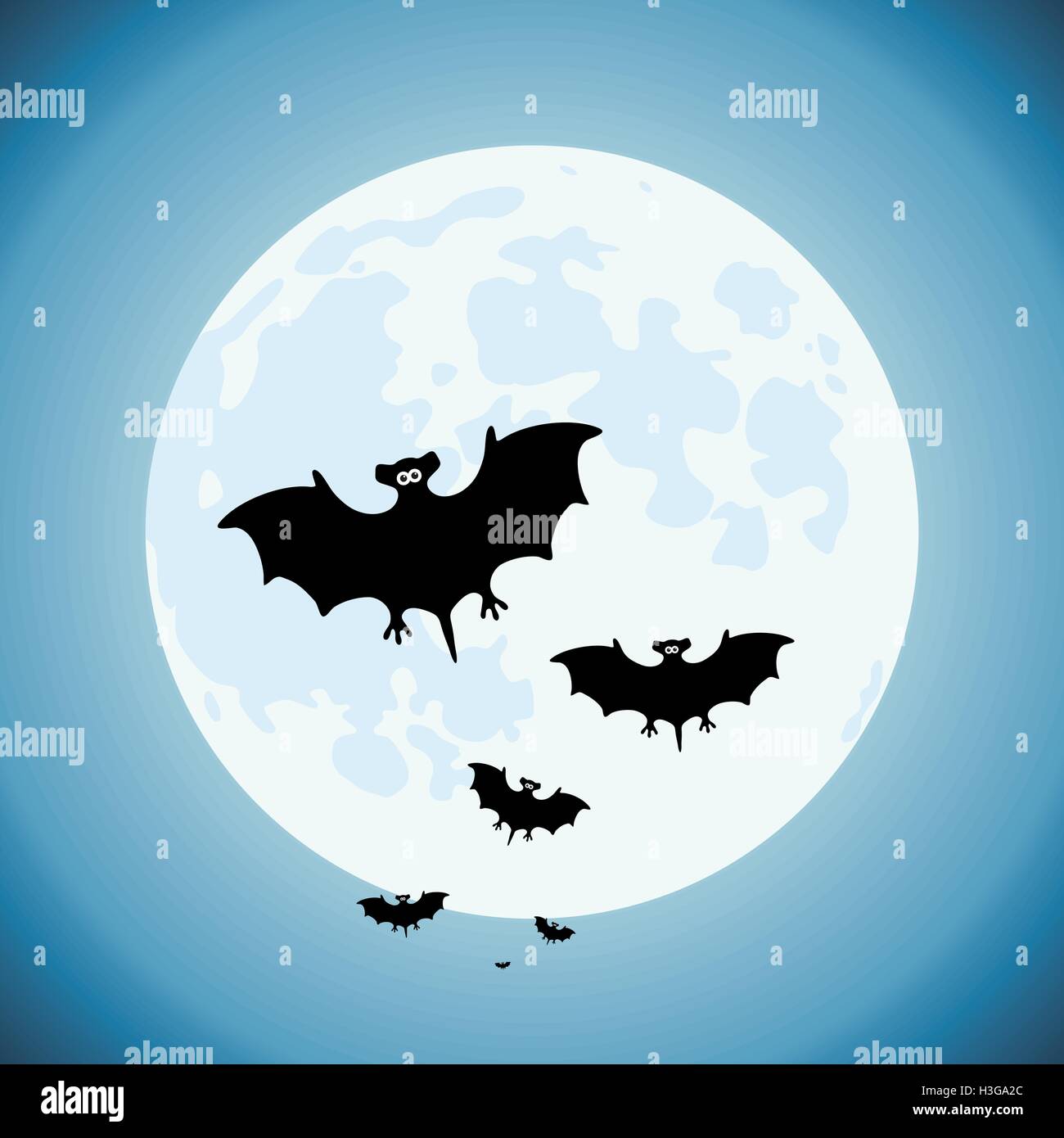 Vector pipistrelli nella notte, scary vampiri del concetto della fauna selvatica Illustrazione Vettoriale