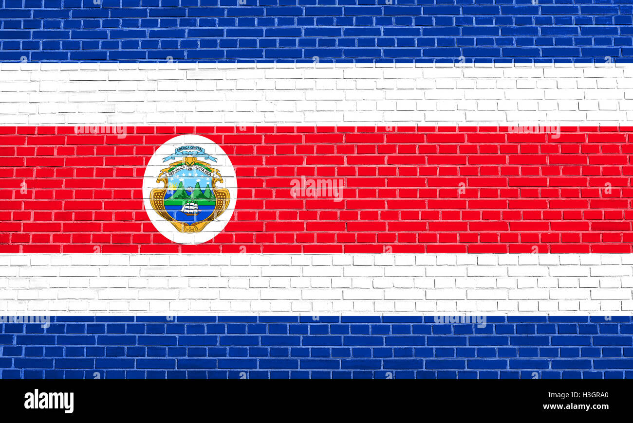 Costa Rican national bandiera ufficiale. Simbolo patriottico, banner, elemento dello sfondo. Dimensioni precise. Le dimensioni corrette, colori. Foto Stock