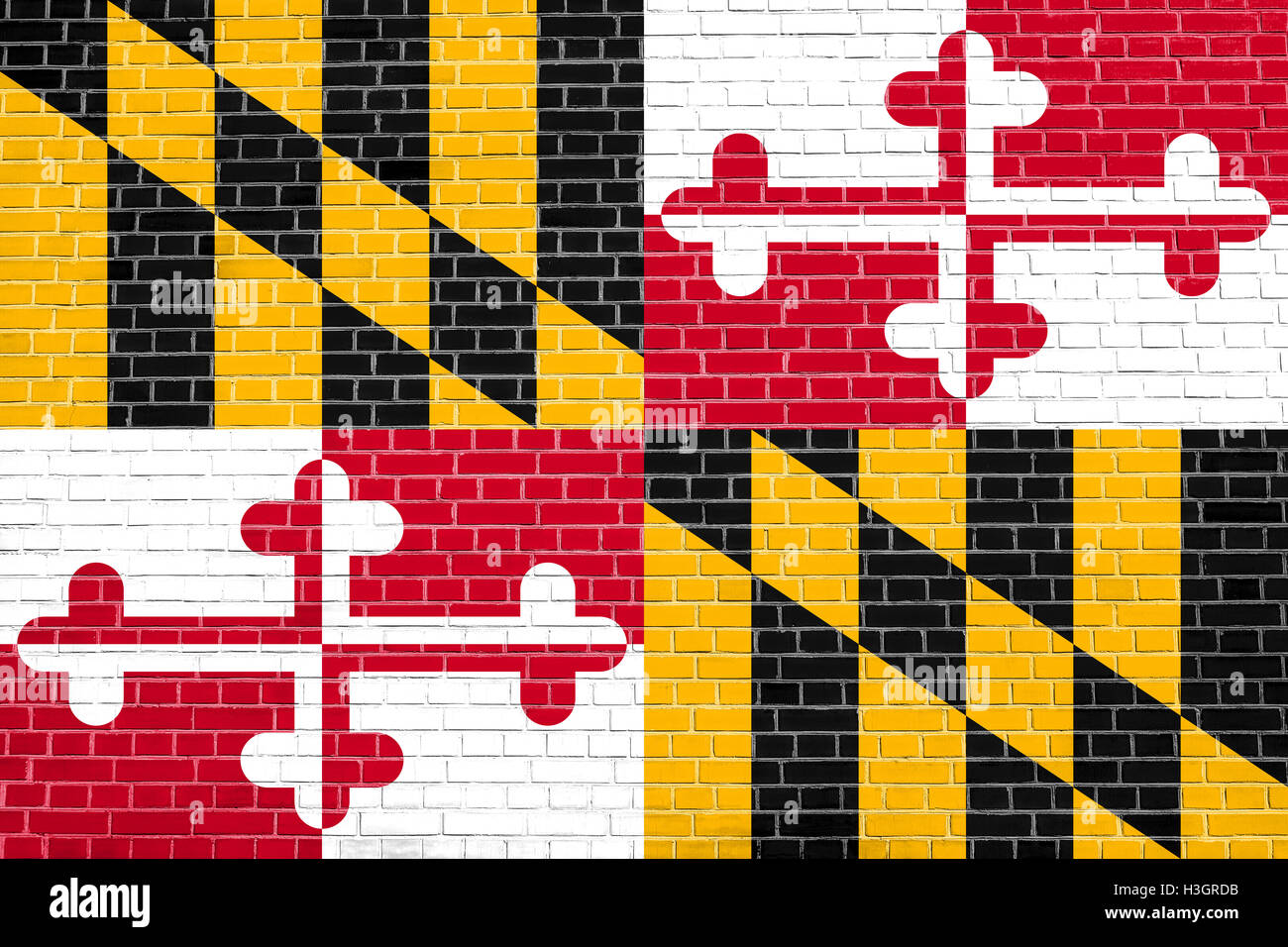 Maryland bandiera ufficiale, il simbolo. American elemento patriottico. Stati Uniti d'America banner. Stati Uniti d'America lo sfondo. Bandiera di stato USA Foto Stock