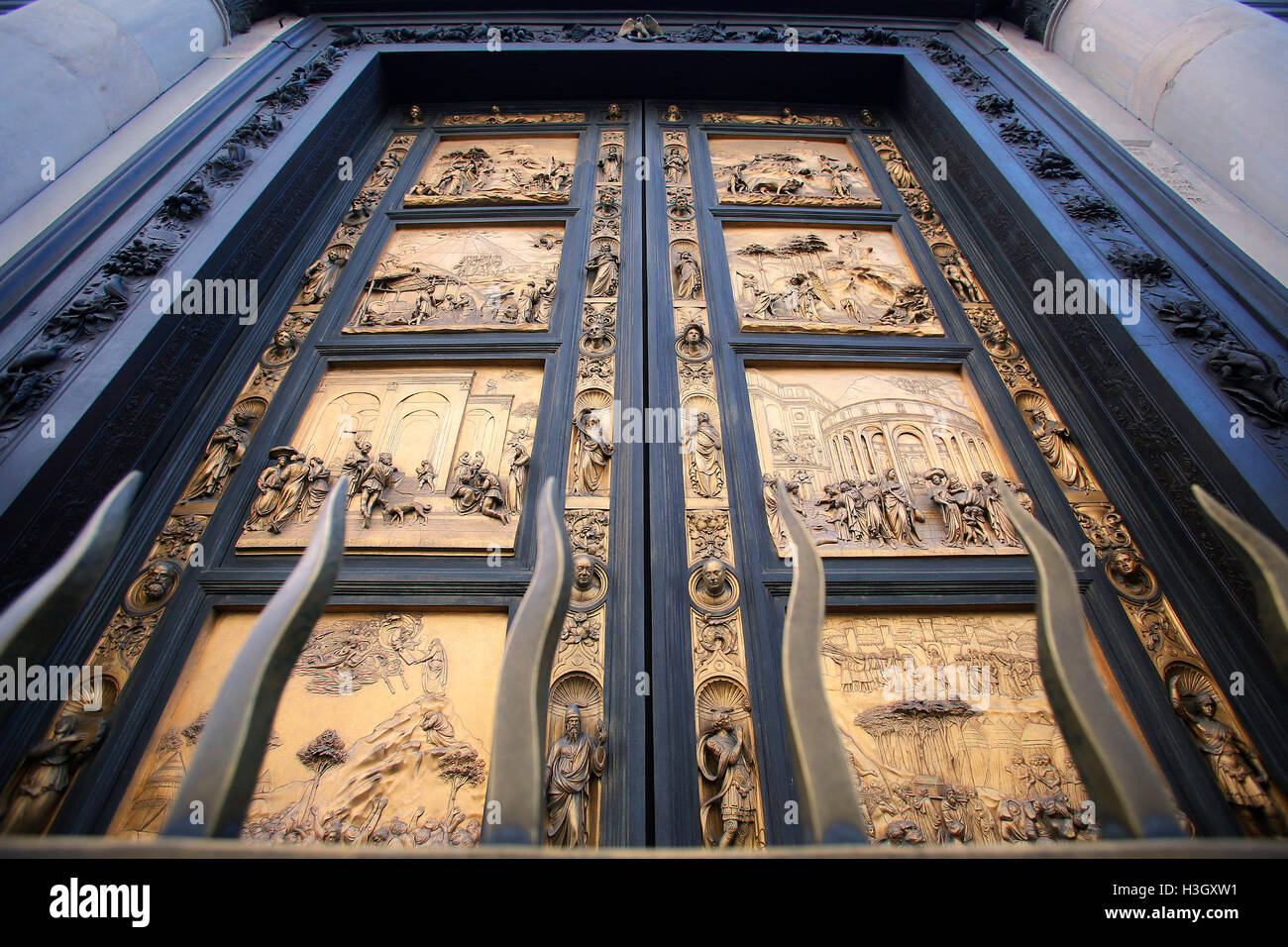 'Door del Paradiso", la porta orientale del Battistero bu Lorenzo Ghiberti Firenze il 7 ottobre 2016. Luoghi e monumenti di th Foto Stock