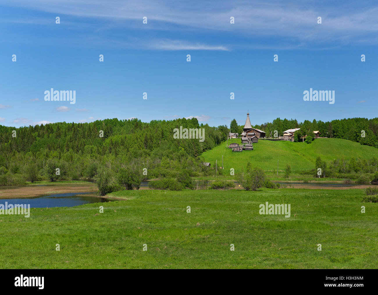 Malye Karely, regione di Arkhangelsk, Russia.Museo di architettura in legno Foto Stock