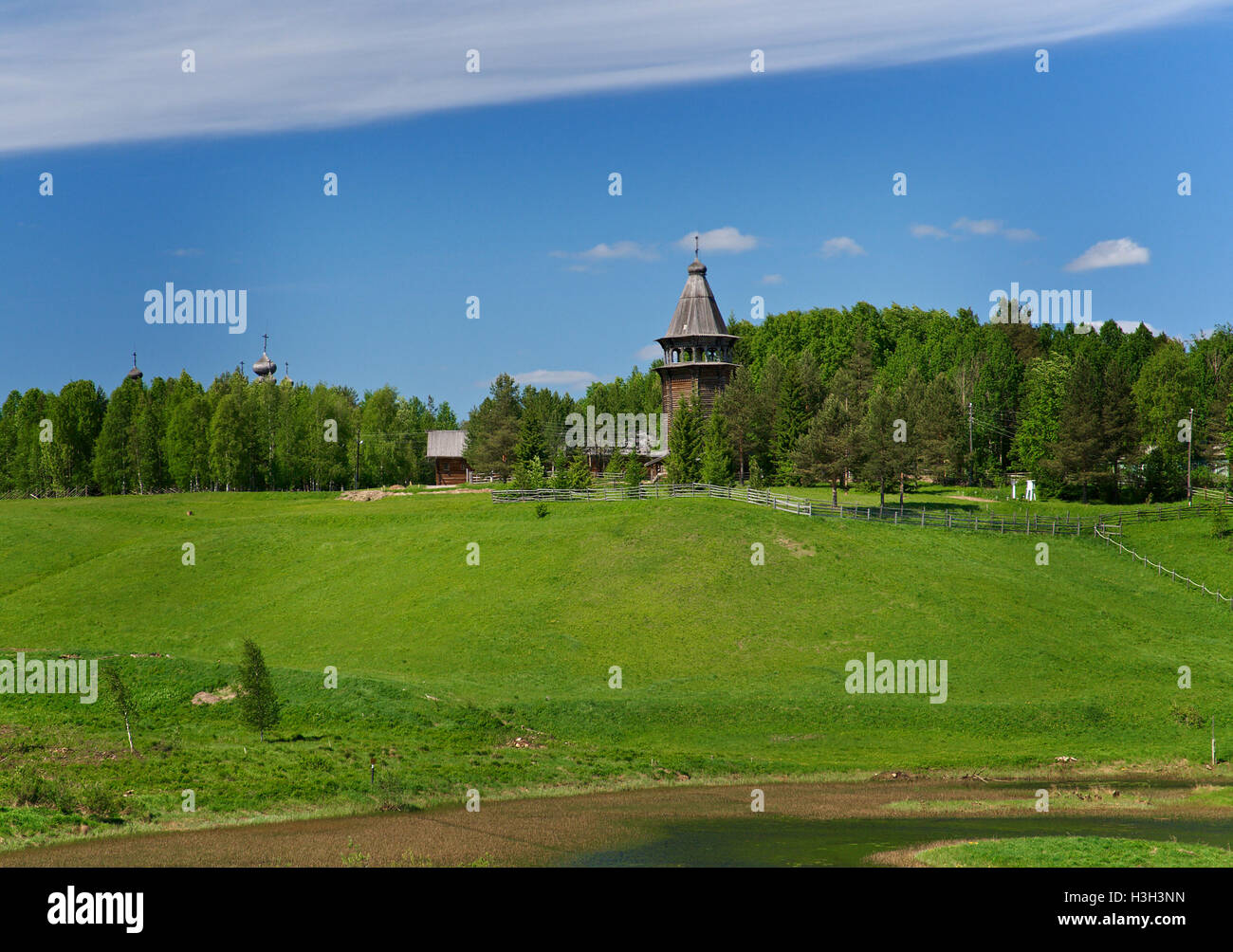 Malye Karely, regione di Arkhangelsk, Russia.Museo di architettura in legno Foto Stock