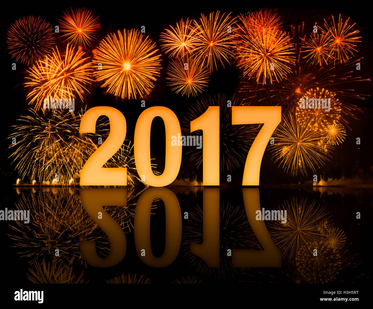 Nuovo anno fuochi d'artificio Foto Stock