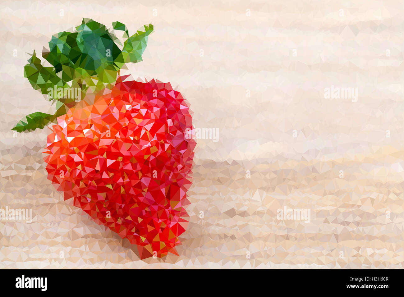 Big Red fragole mature sul tavolo di legno, abstract texture poligonale Foto Stock
