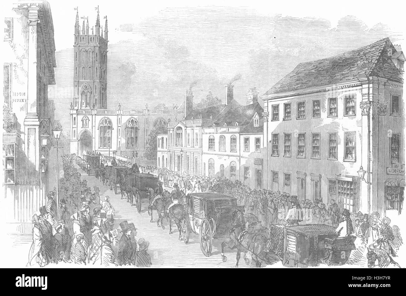 WARCS funerale, Chiesa di Santa Maria, Warwick 1853. Illustrated London News Foto Stock