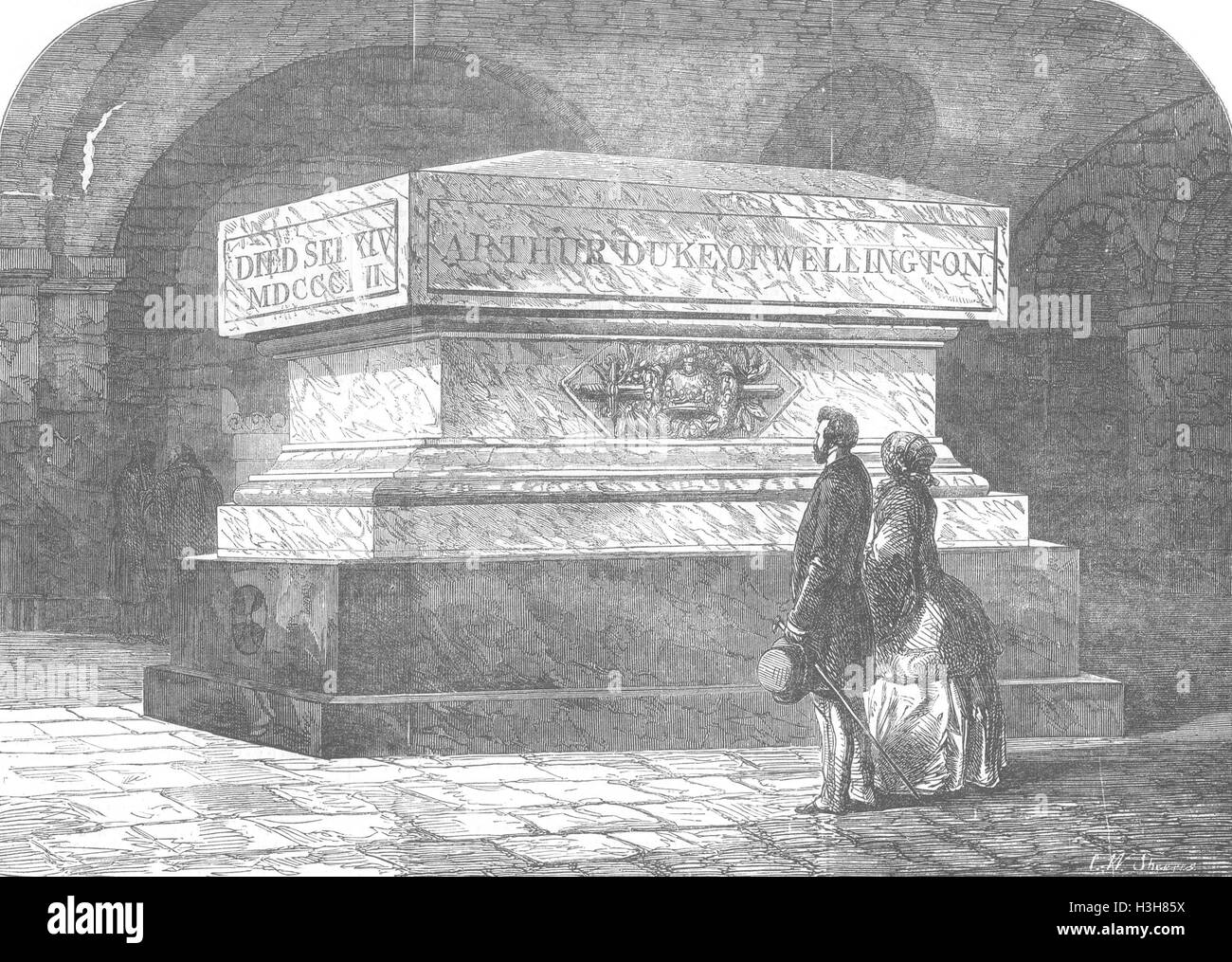 Londra il Duca di Wellington tomba, la Cattedrale di St Paul 1854. Illustrated London News Foto Stock