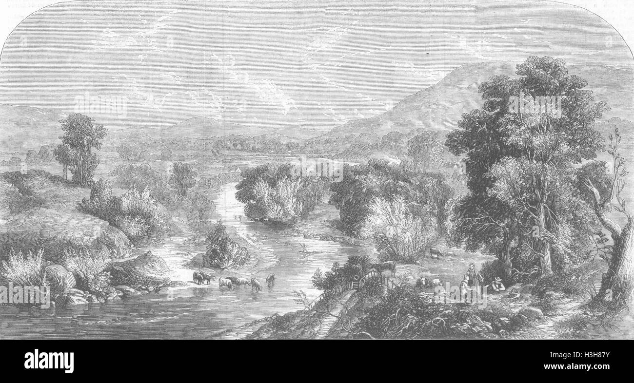 Il Galles avvolgimenti di Usk, da Dany Park, Capt Crawshay 1860. Illustrated London News Foto Stock