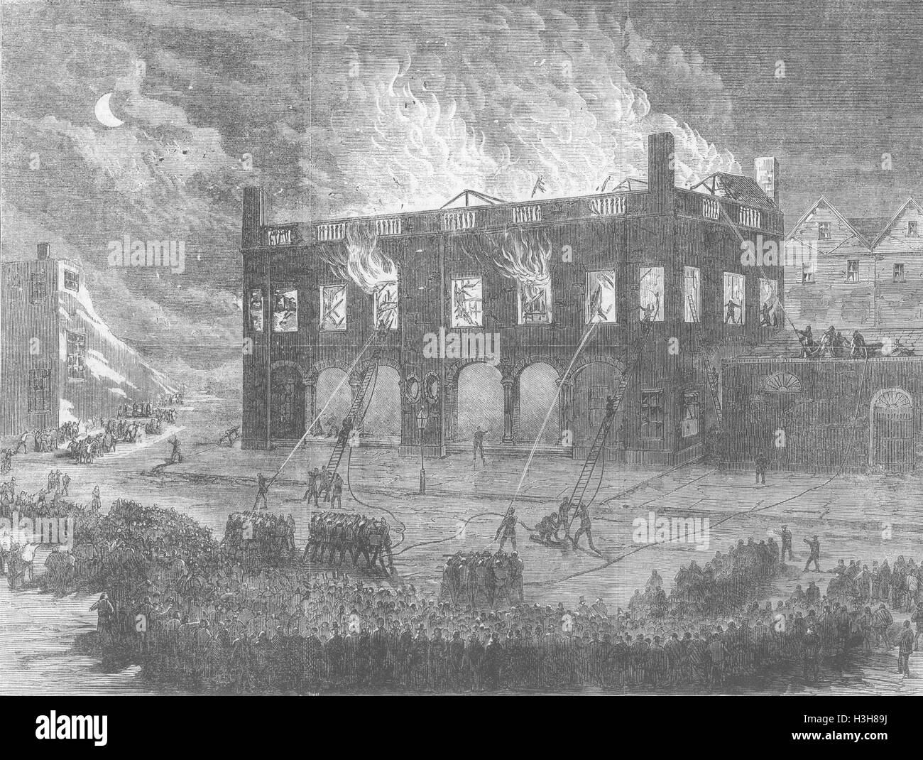 CHESHIRE cotone carestia Chester Townhall variopinto 1863. Tempi illustrato Foto Stock