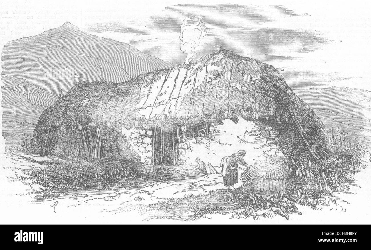 Scozia emigrazione dall isola di Skye Skye Cottage 1853. Illustrated London News Foto Stock