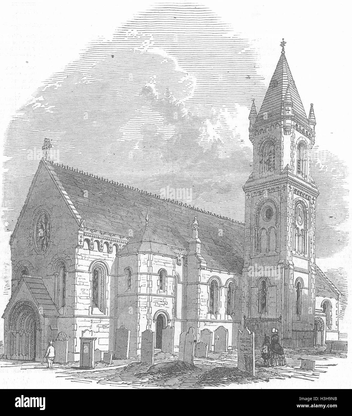 LONDON St Pancras Chiesa ri-costruito 1848. Illustrated London News Foto Stock