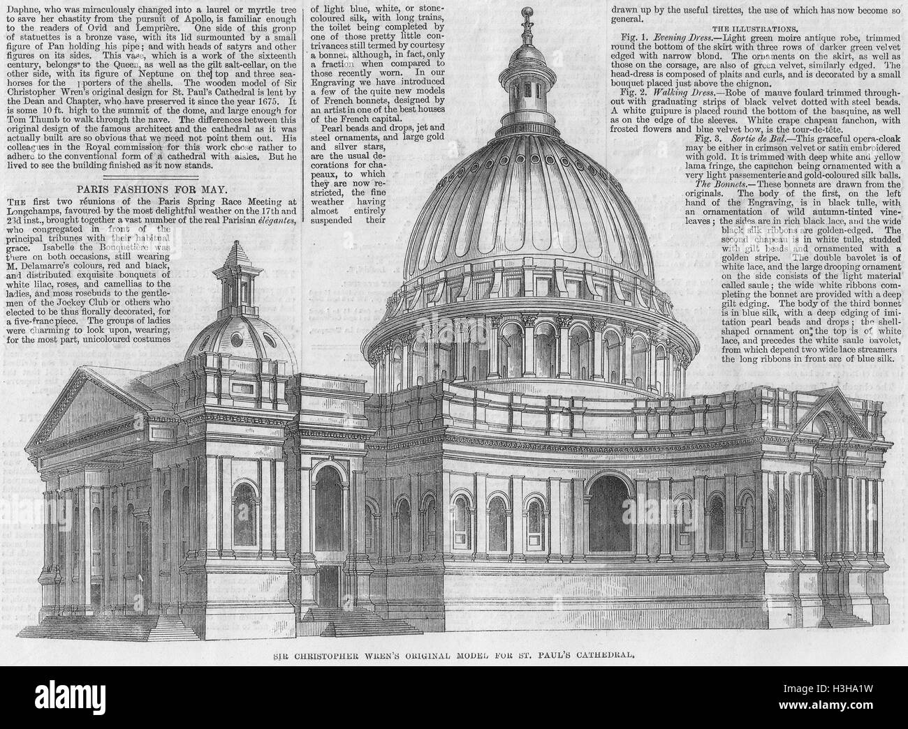 Londra la Cattedrale di St Paul, Wren's originale modello 1865. Illustrated London News Foto Stock