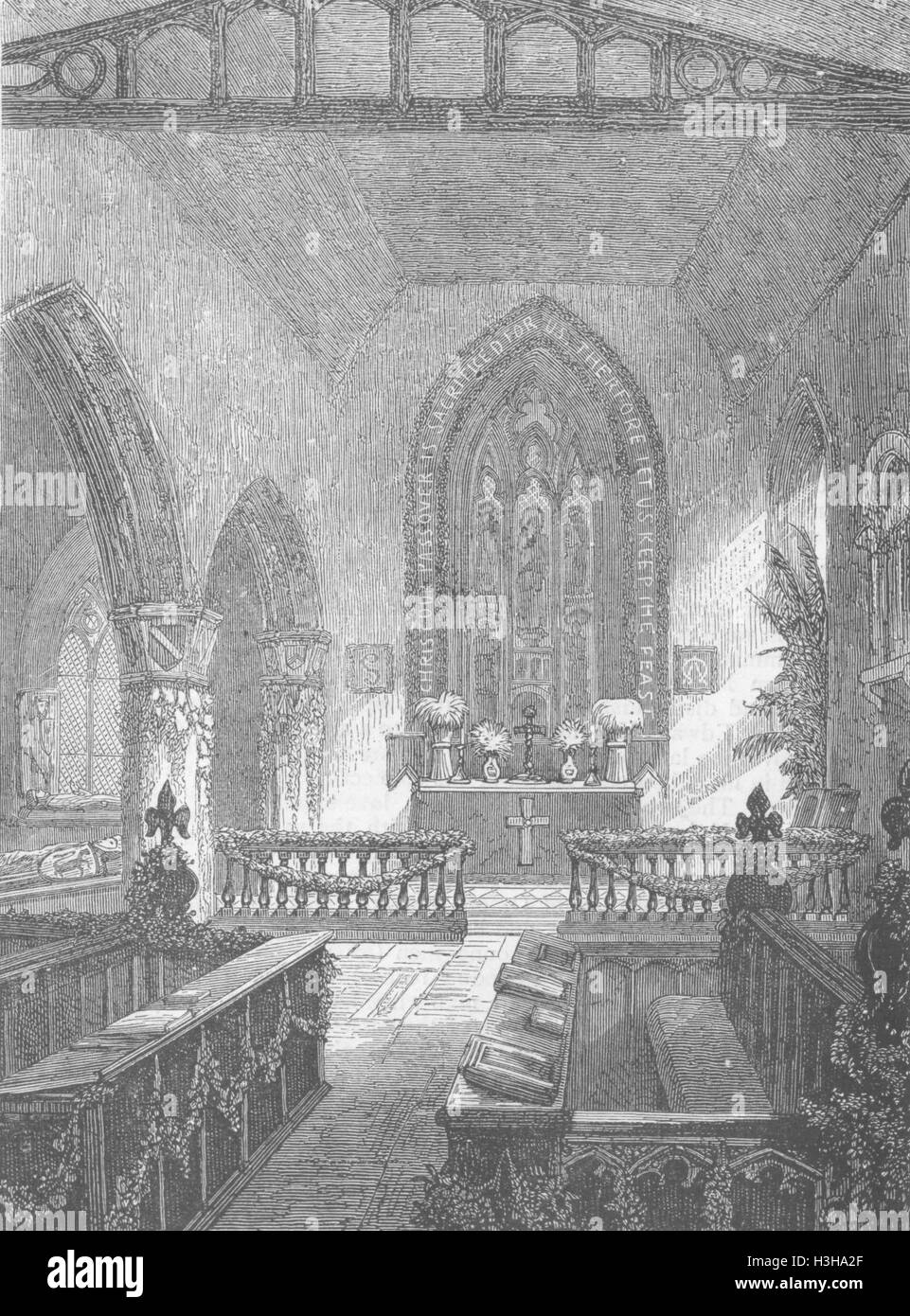 BUCKS Hughenden Harvest Decs, la chiesa di San Michele del 1871. Il grafico Foto Stock