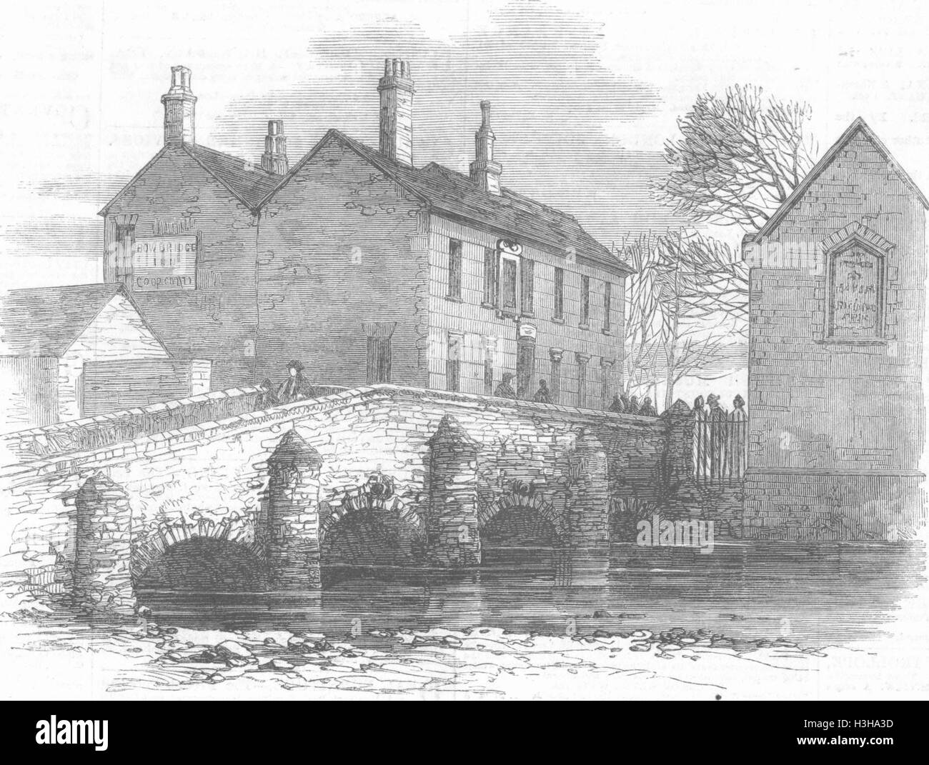LEICS il vecchio ponte di prua, Leicester 1861. Illustrated London News Foto Stock