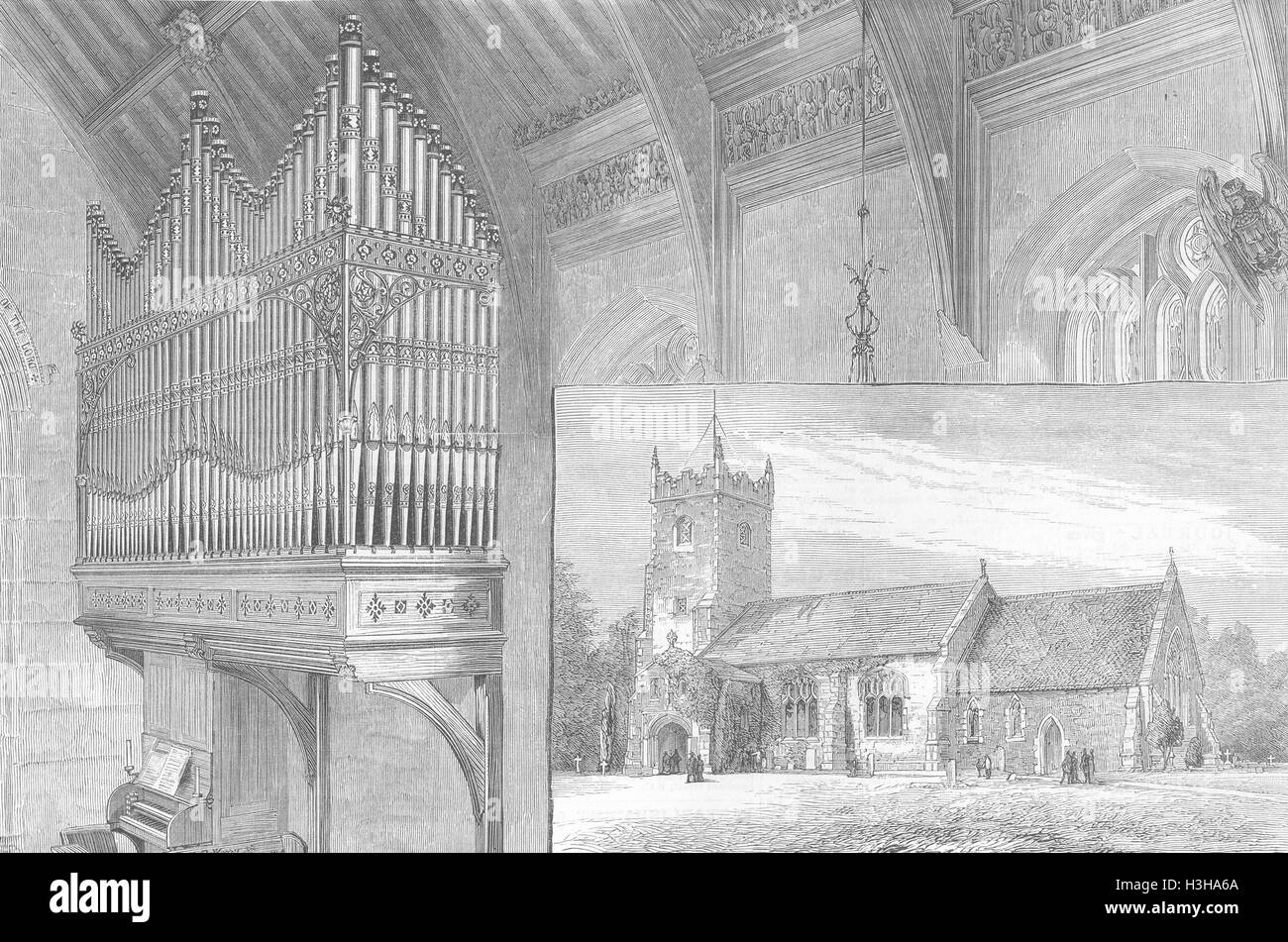 NORFOLK Chiesa di Santa Maria Maddalena, Sandringham 1880. Il grafico Foto Stock
