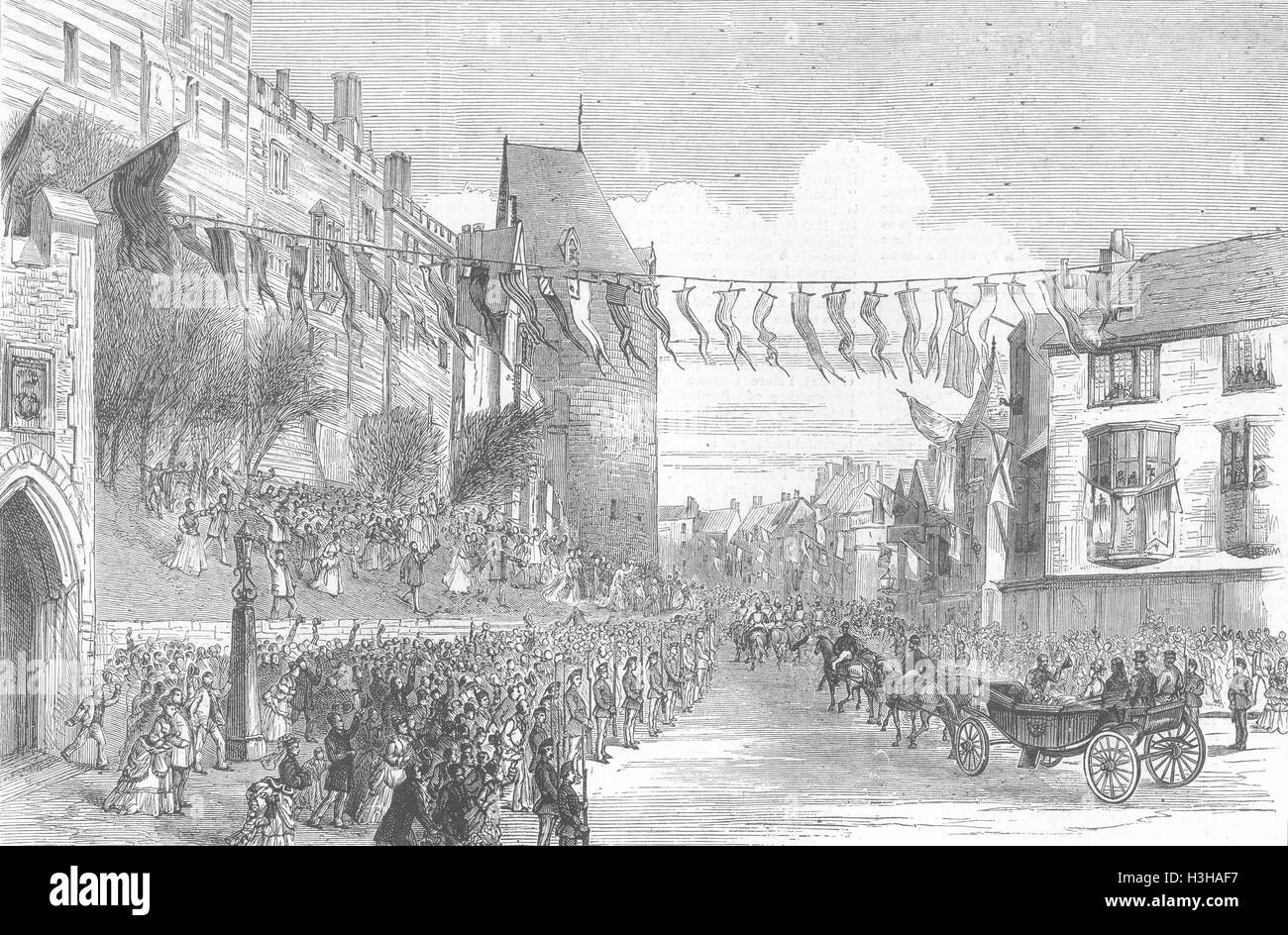 BERKS Duca di Edimburgo parade, Thames St, Windsor 1874. Il grafico Foto Stock