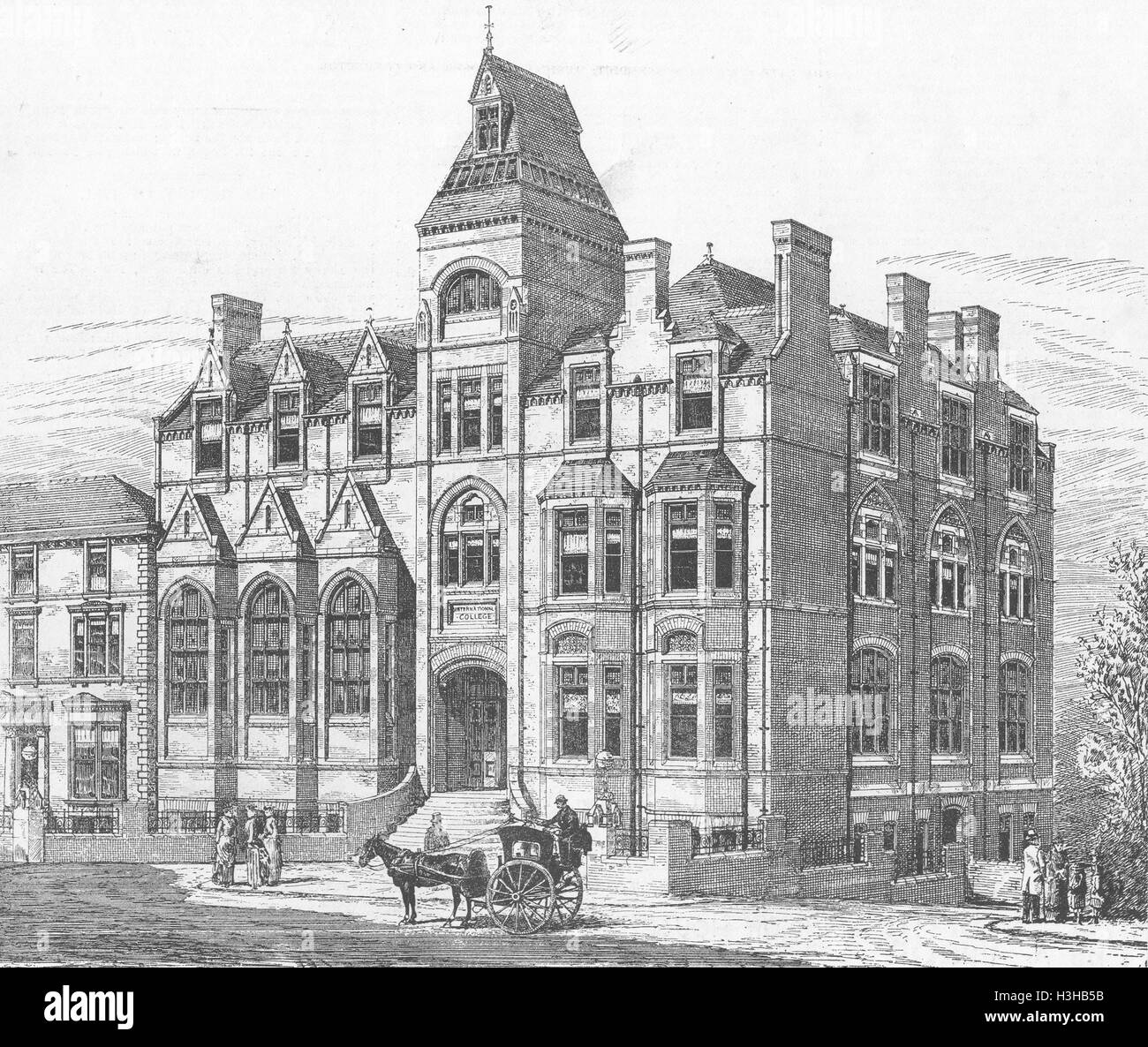 WEST HAMPSTEAD Haysman's New College, Finchley Rd 1885. Illustrated London News Foto Stock