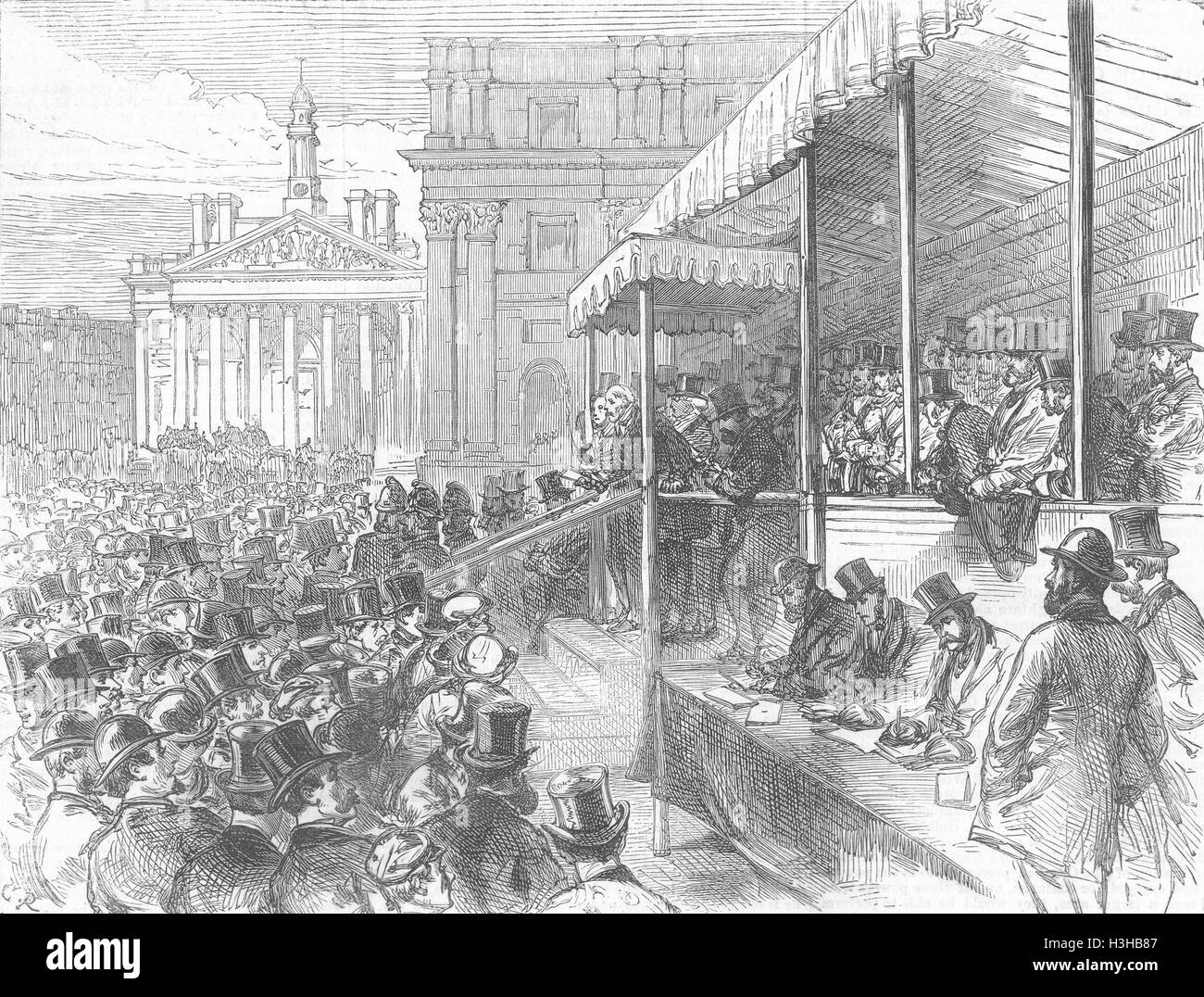 Apertura di Londra Queen Victoria St, Città 1871. Illustrated London News Foto Stock
