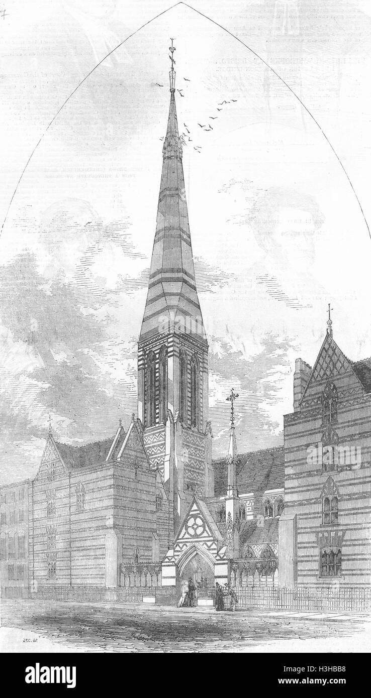 LONDON Tutti i Santi, Margaret Street, Marylebone Fitzrovia 1855. Illustrated London News Foto Stock