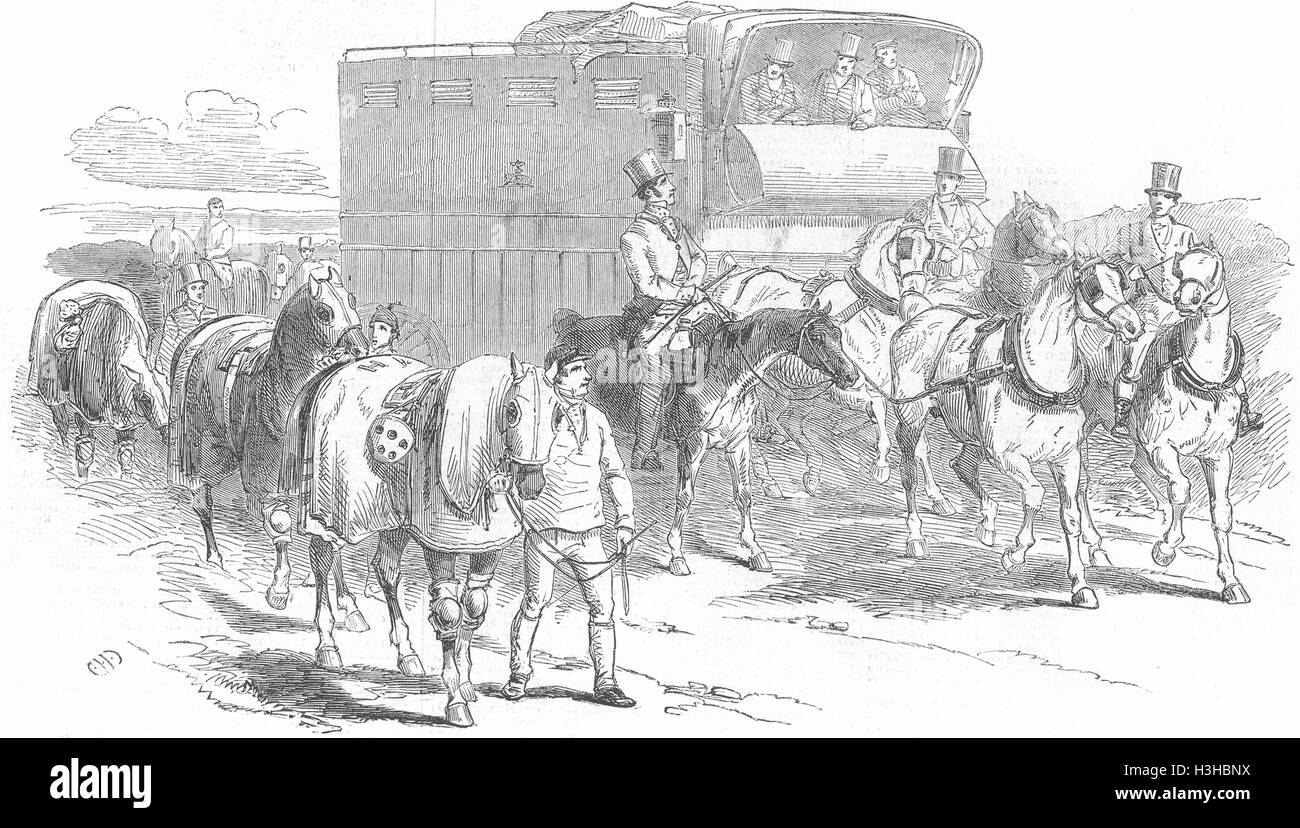 YORKS Doncaster gare Rd-Horse Van 1849. Illustrated London News Foto Stock
