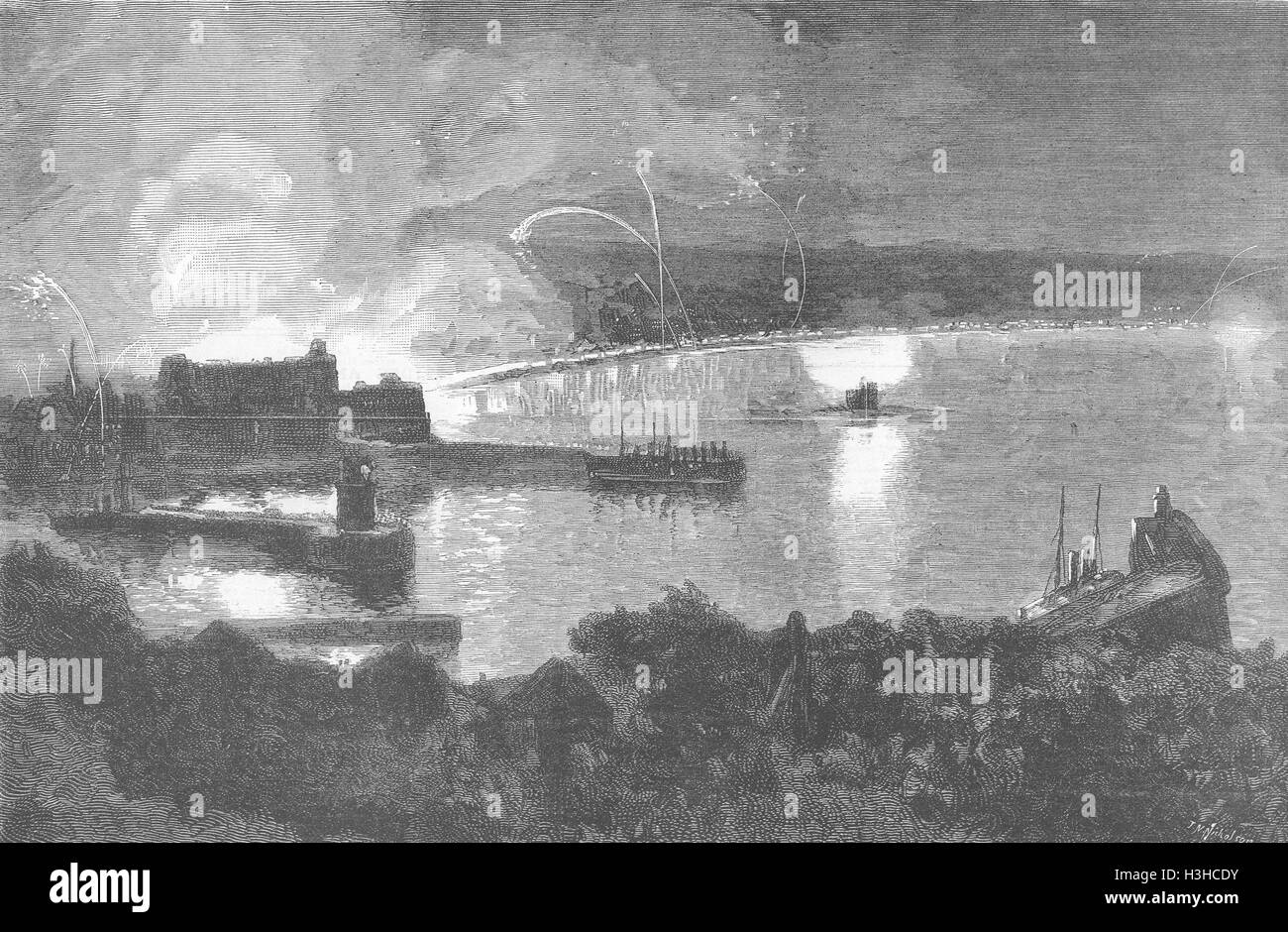 IOM Douglas Bay illuminato, Principe Leopoldo visita del 1879. Il grafico Foto Stock