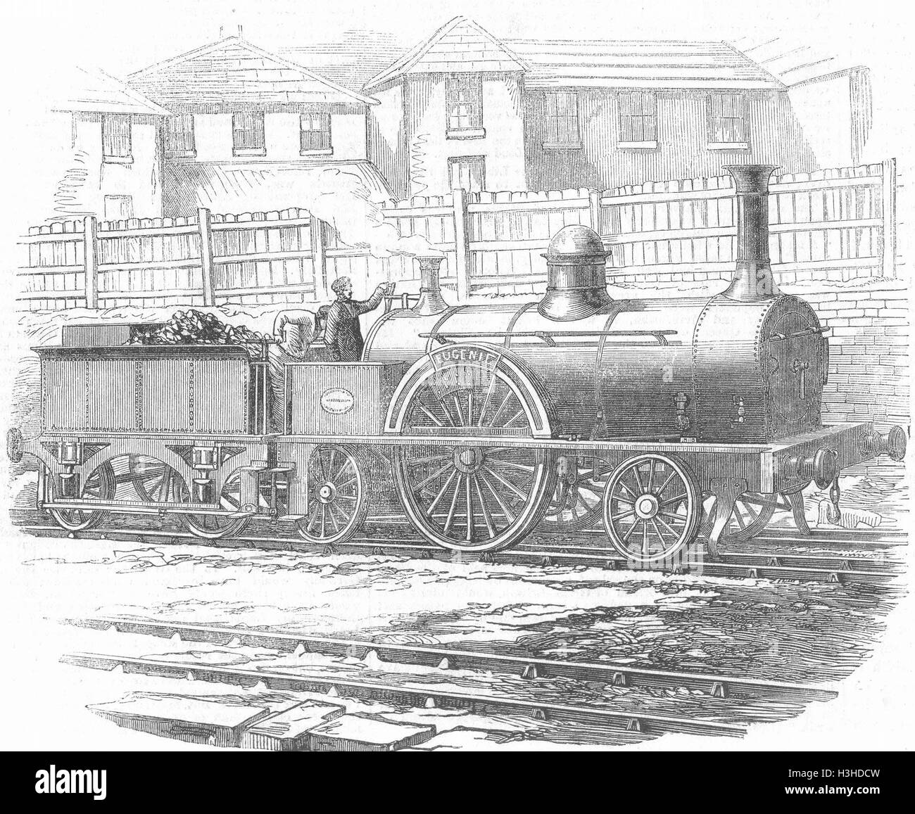 I TRENI M'Connell espresso del motore Locomotiva 1855. Illustrated London News Foto Stock