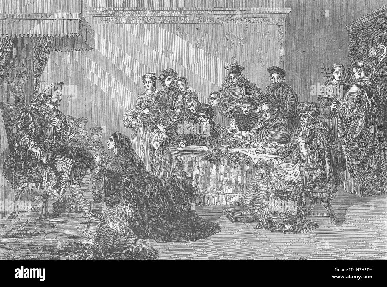 KINGS Catherine di Arragon accattivante per Henry VIII 1848. Illustrated London News Foto Stock