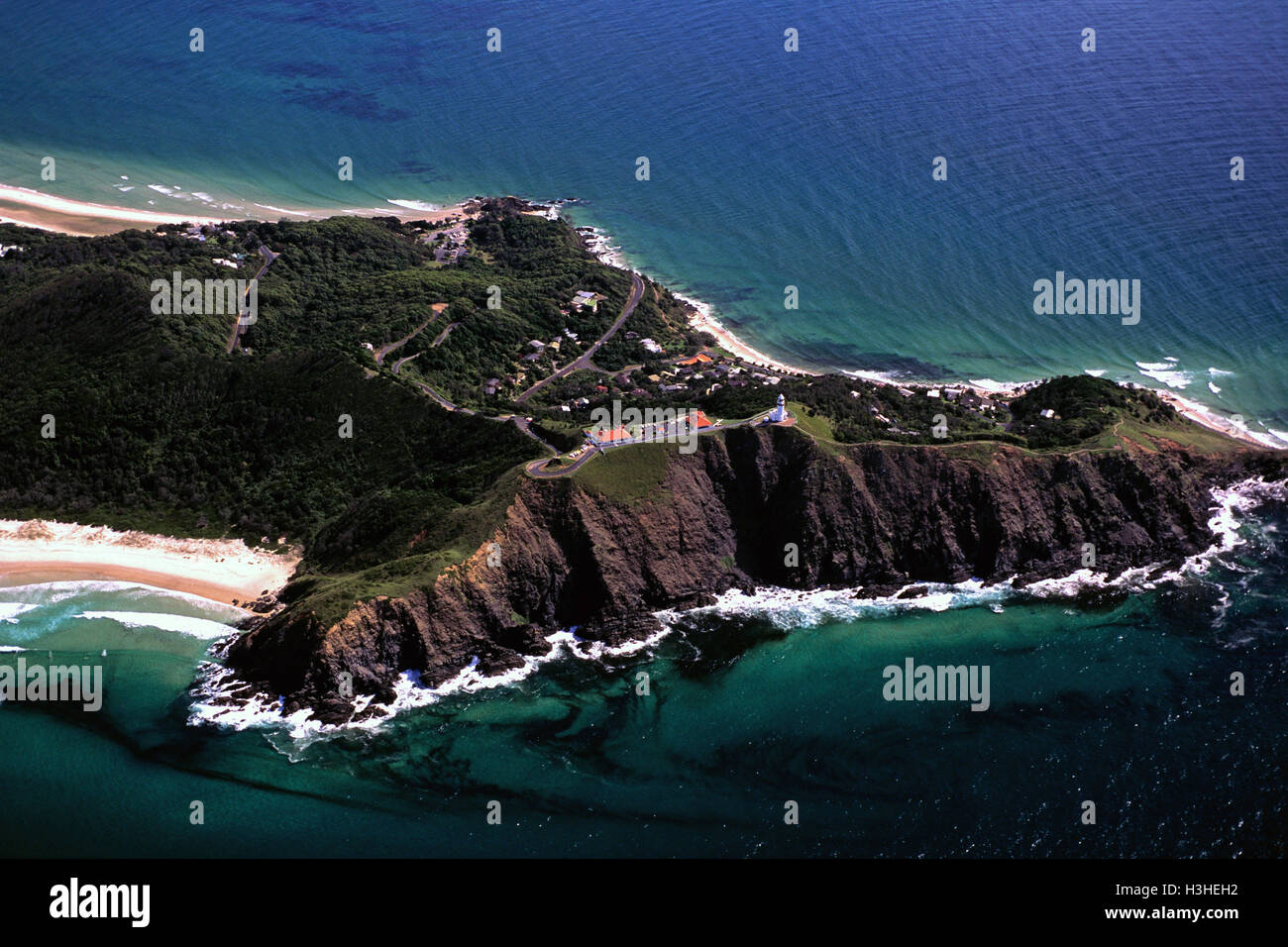 Fotografia aerea di Cape Byron, con faro. Foto Stock