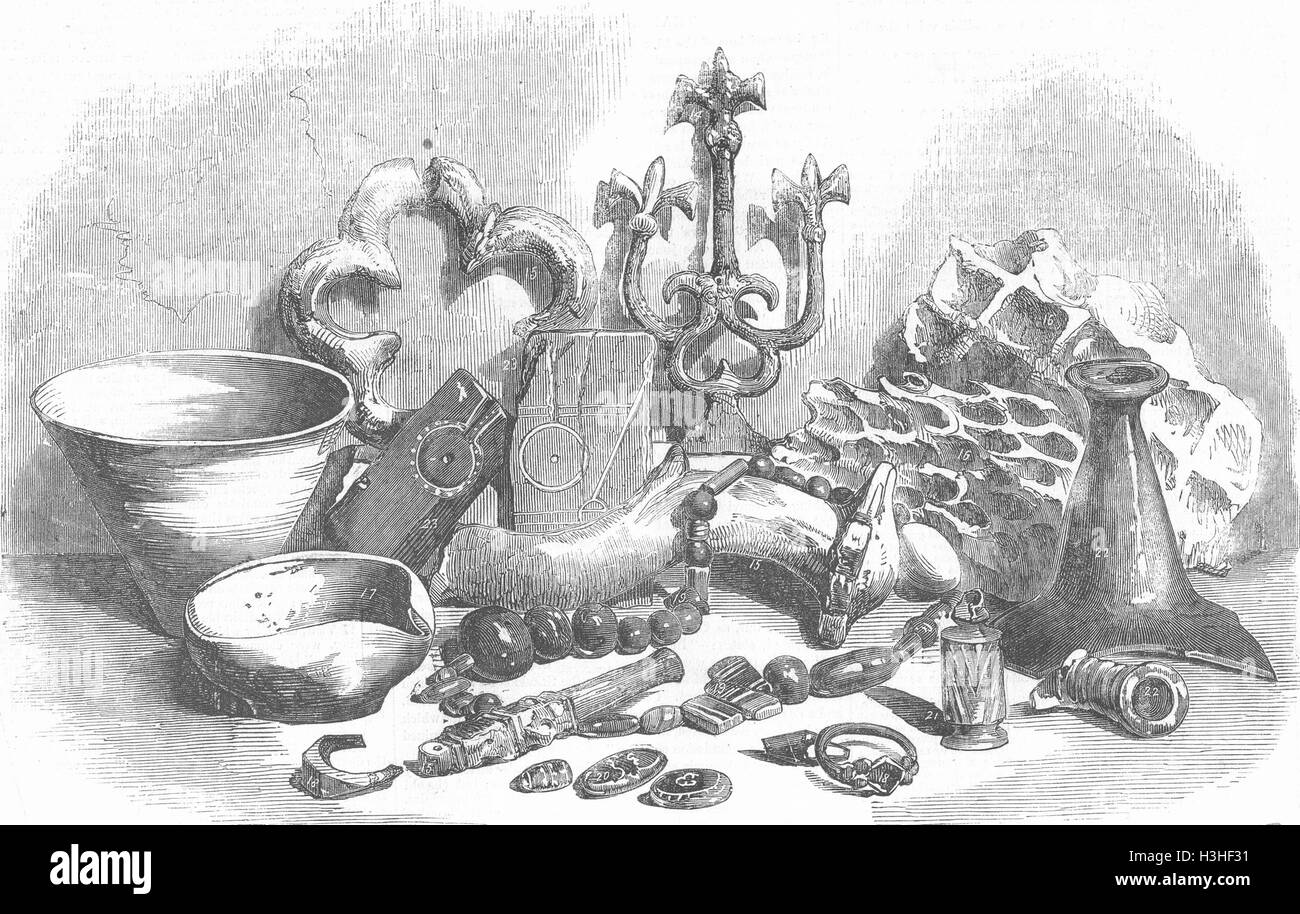 Ceramiche decorative, ferro battuto, vetro 1857. Illustrated London News Foto Stock